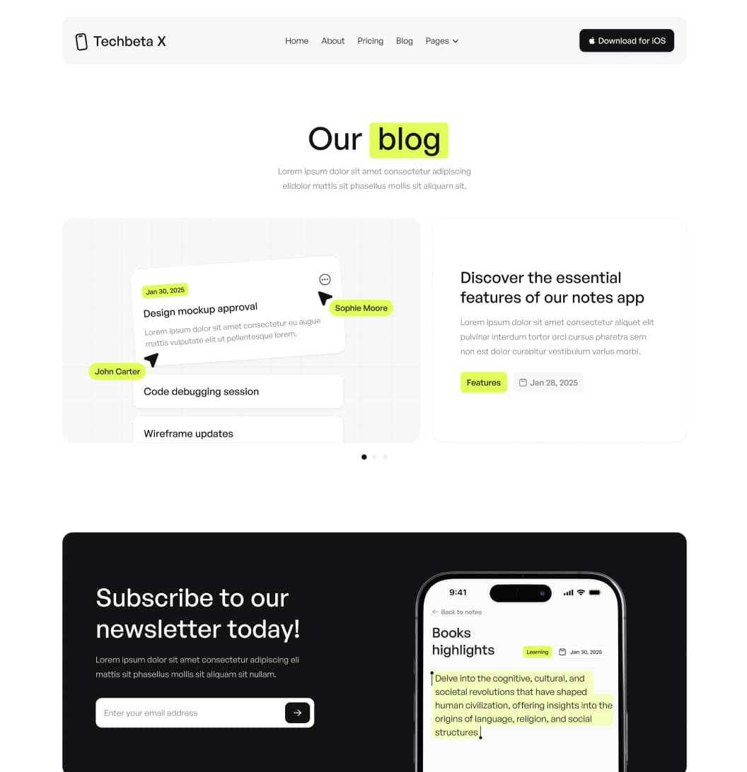 Techbeta X - Blog V1 Page - Tech App Webflow Template