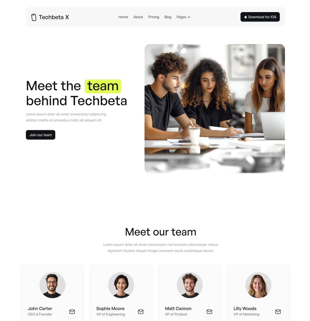 Techbeta X - About Page - Tech App Webflow Template