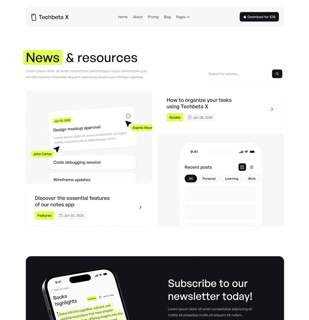 Techbeta X - Blog V2 Page - Tech App Webflow Template