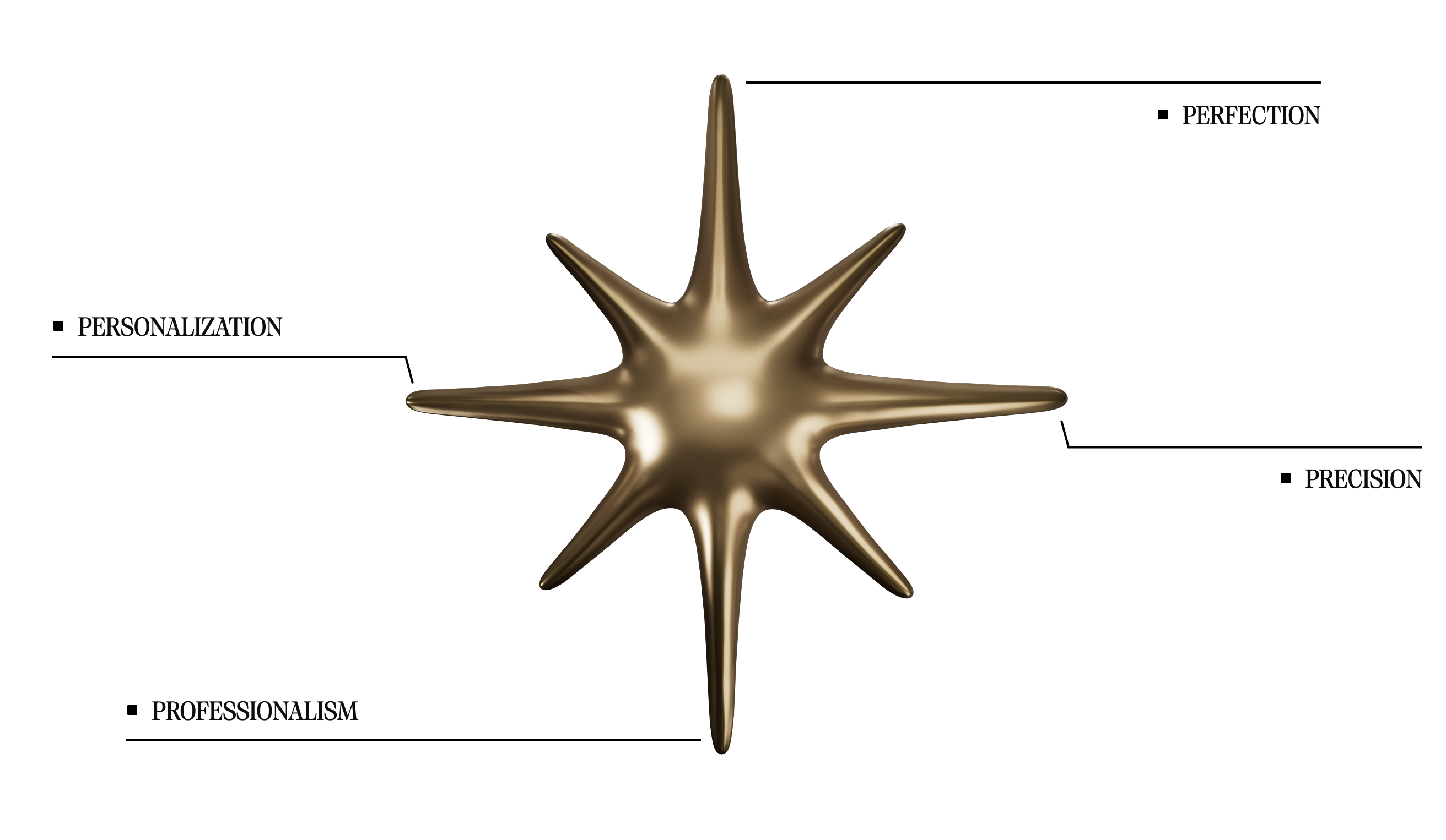 perfection, precision, Professionalism, Personalization star illustration