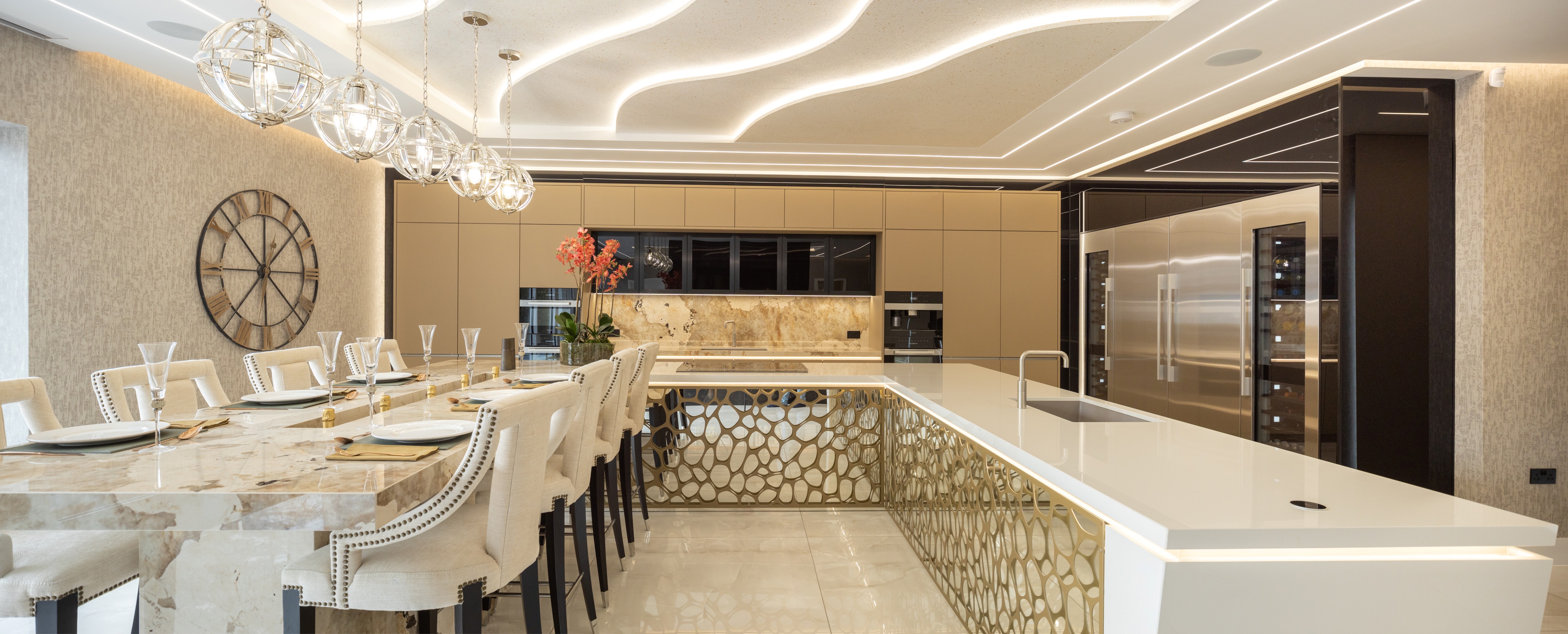 Architecture-led luxury kitchen and living design by Meiger