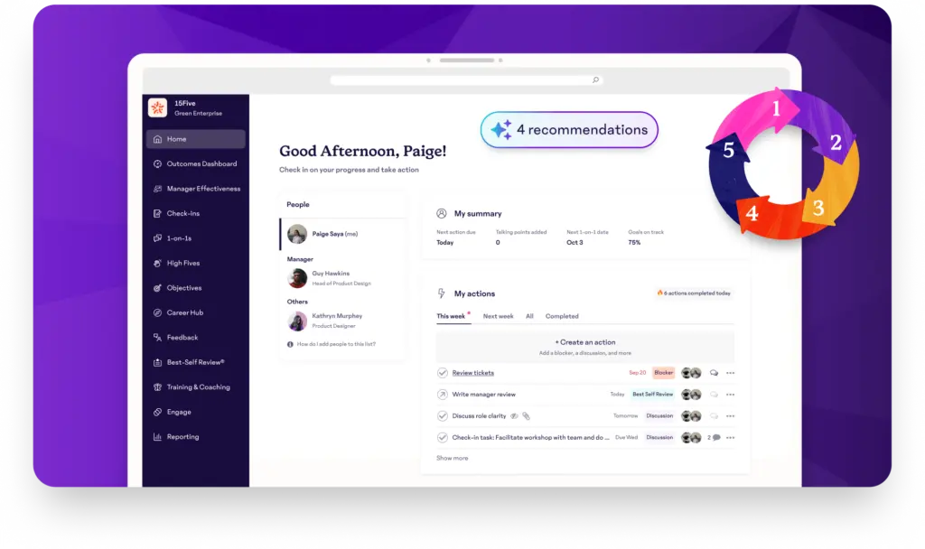 15Five  Main Dashboard