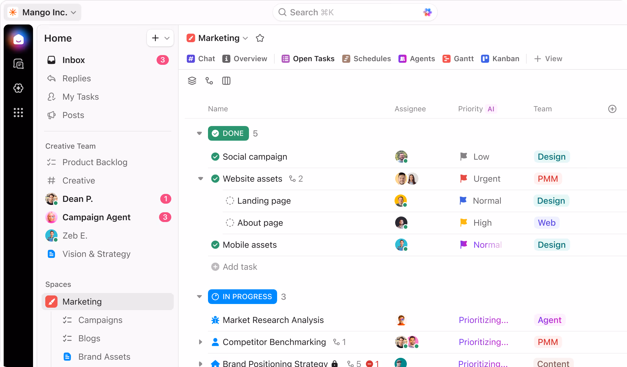 Clickup dashboard