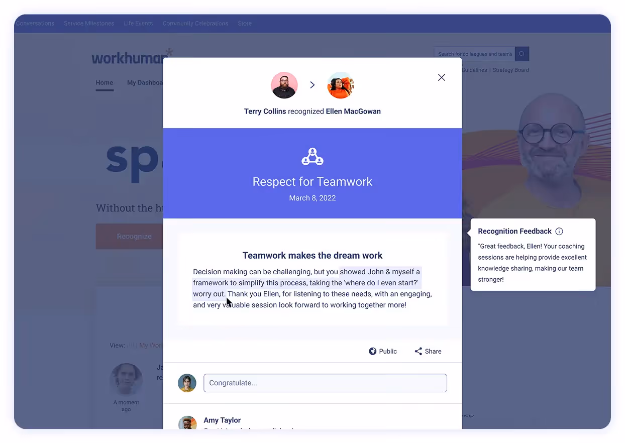 Recognitions & Feedback in Workhuman