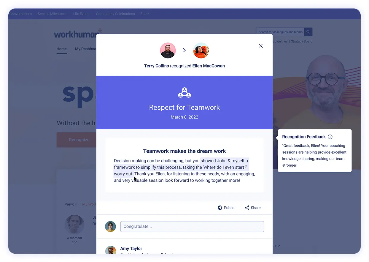 Recognitions & Feedback in Workhuman