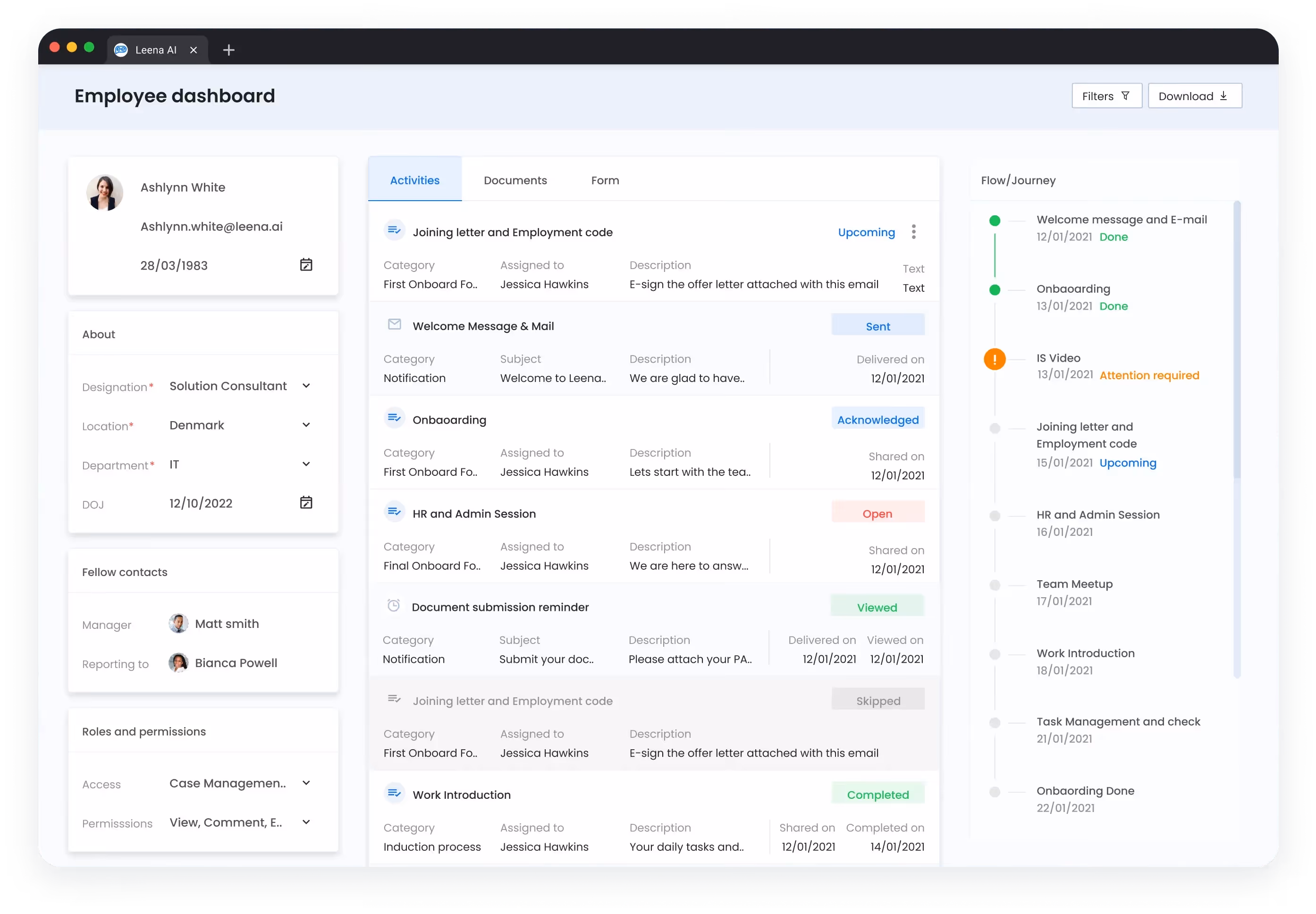Leena AI main dashboard