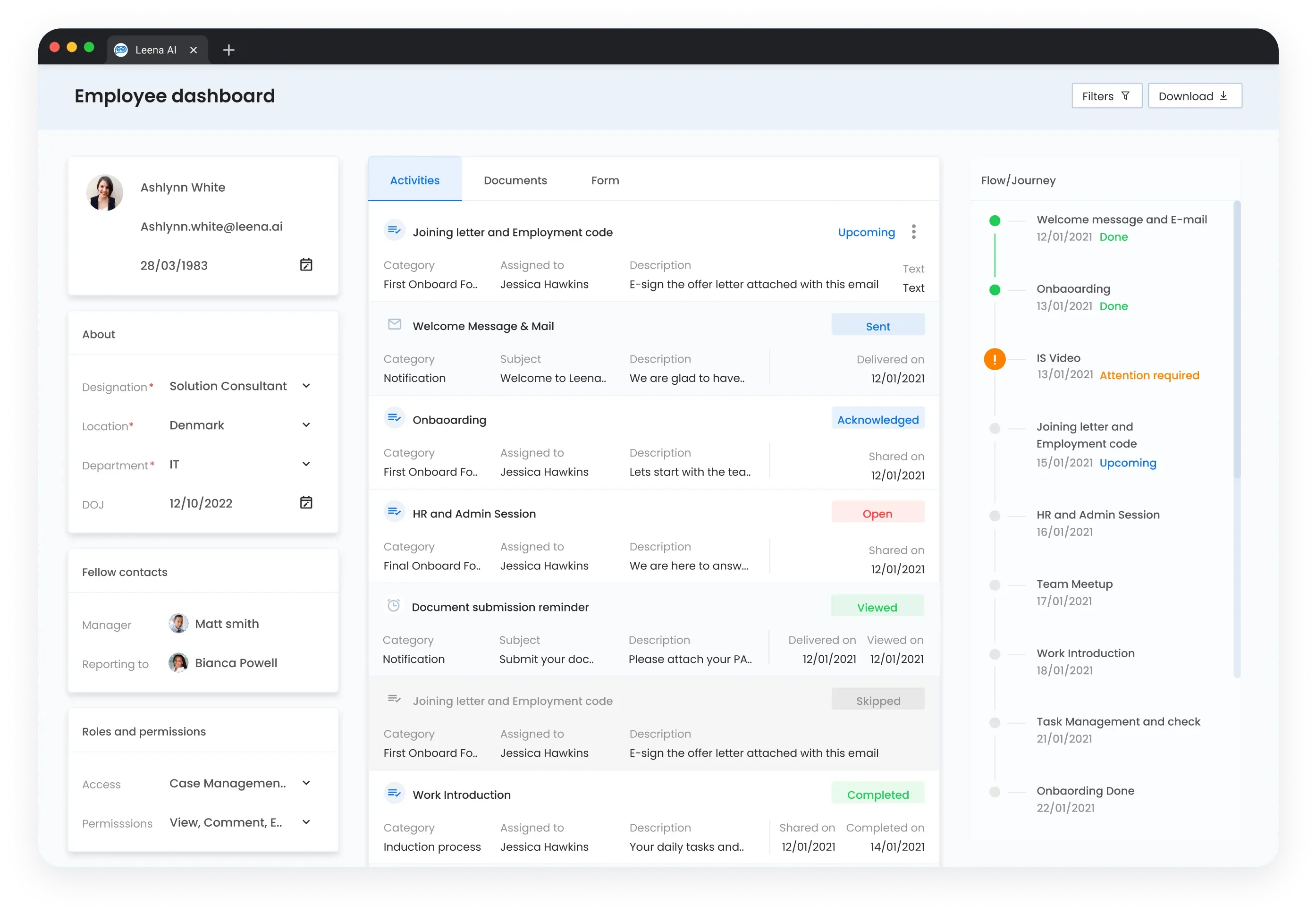 Leena AI main dashboard
