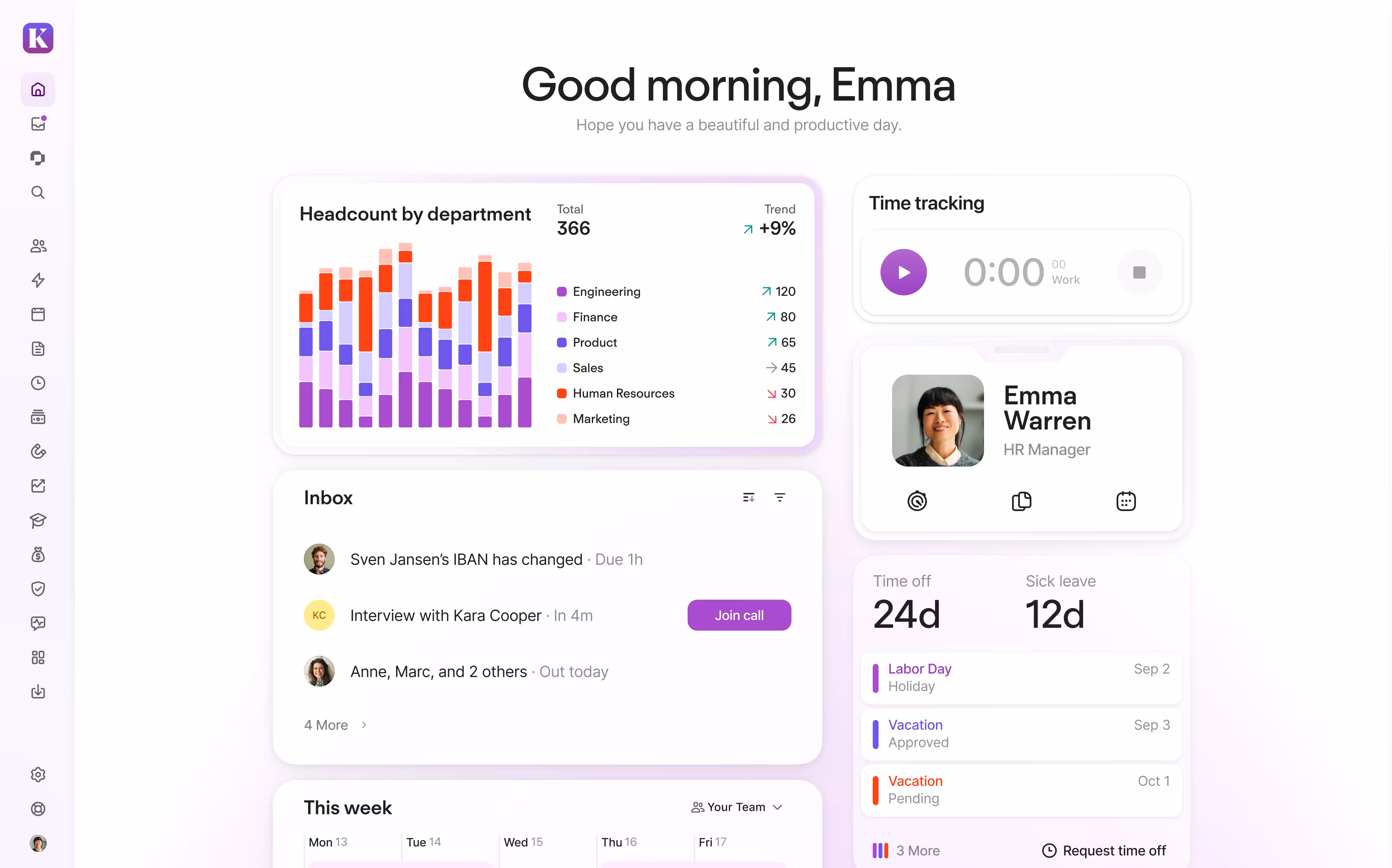 Personio main dashboard