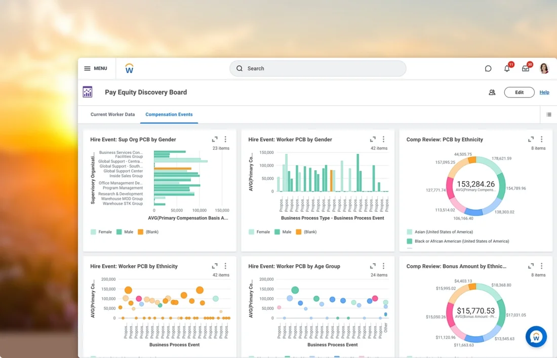 Workday HCM main dashboard