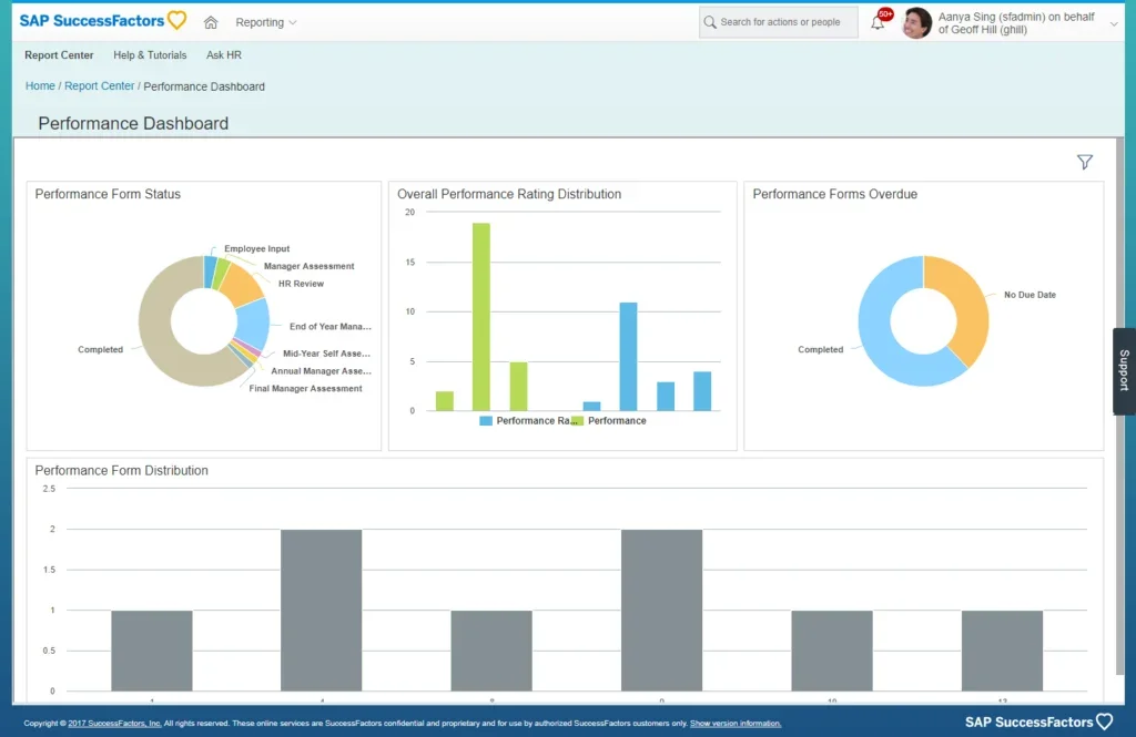 SAP SuccessFactors main dashboard