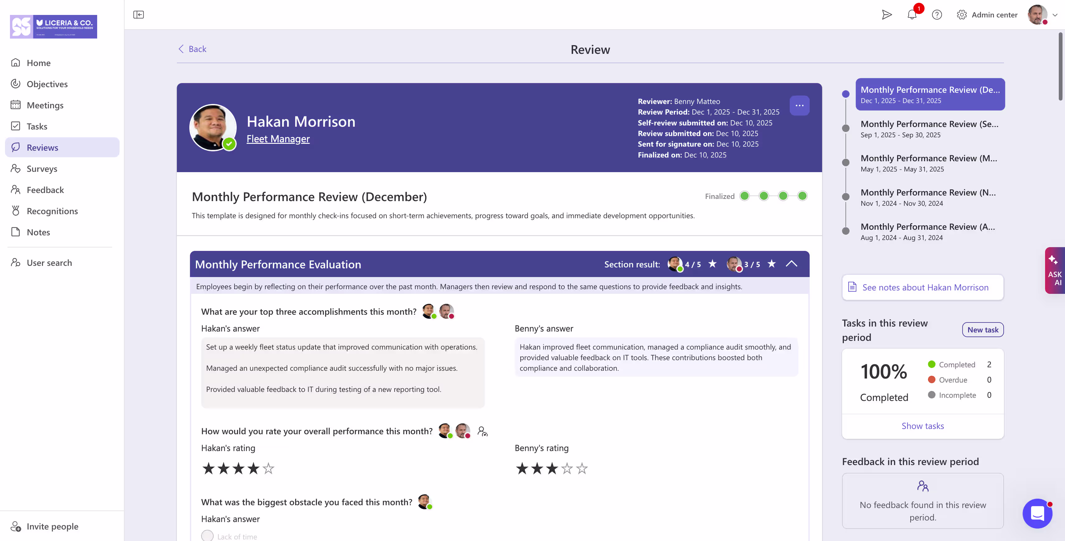 Performance Reviews in Teamflect