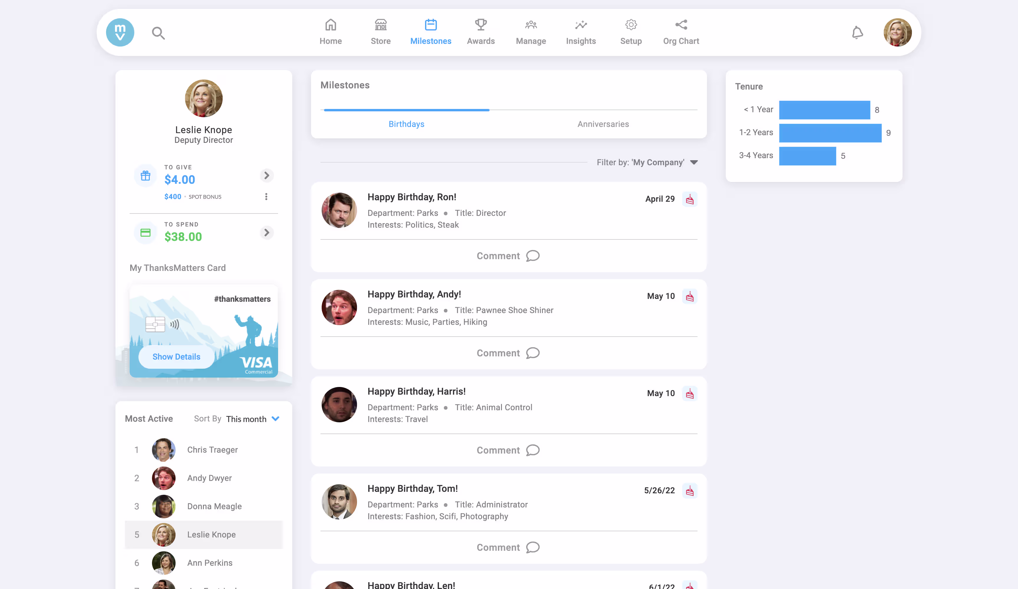 Recognition Feed in Motiviosity
