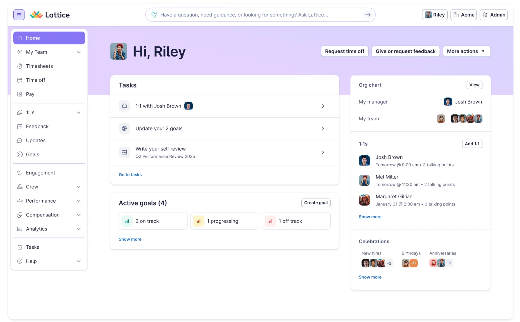Lattice main dashboard