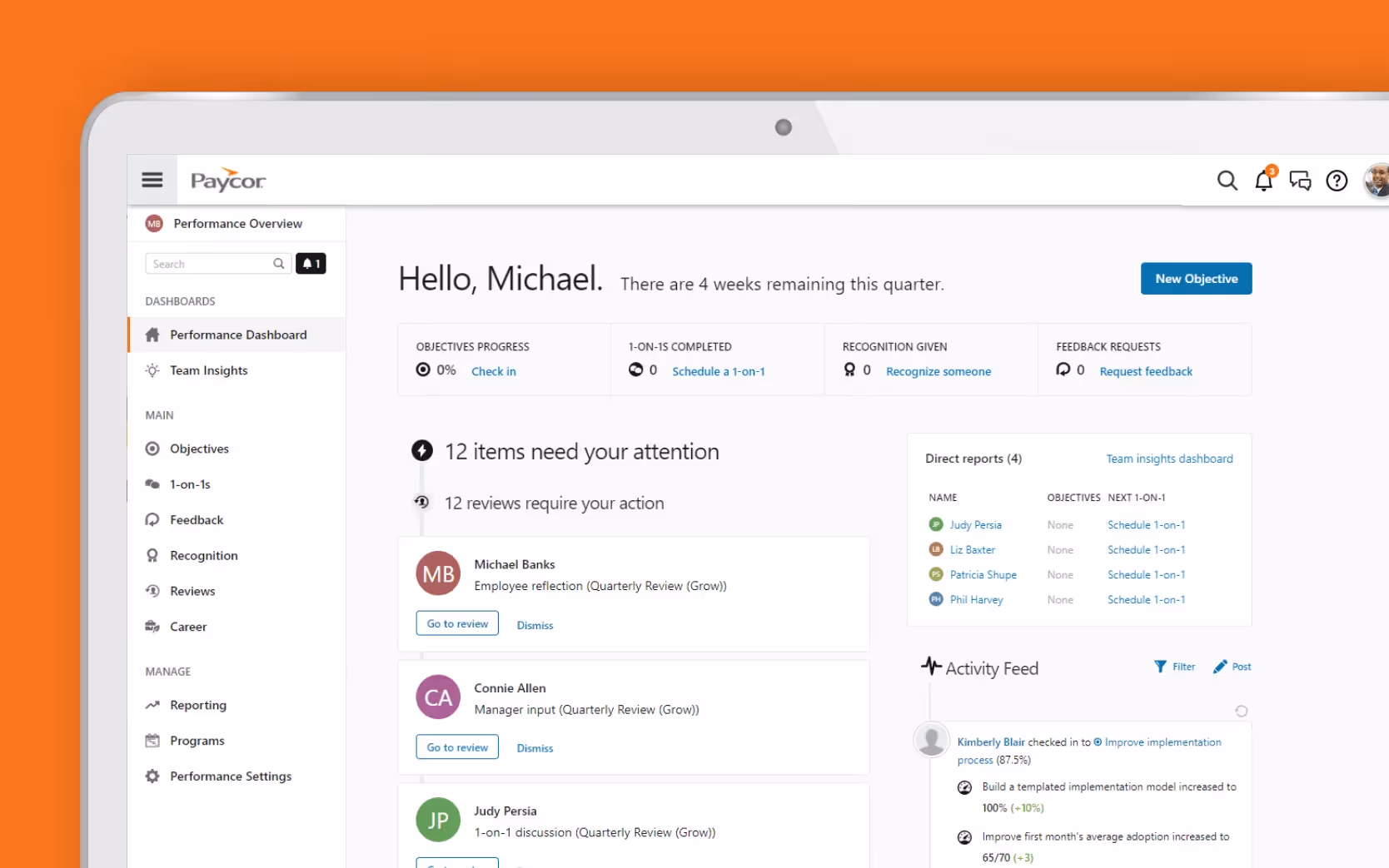 Paycor main dashboard