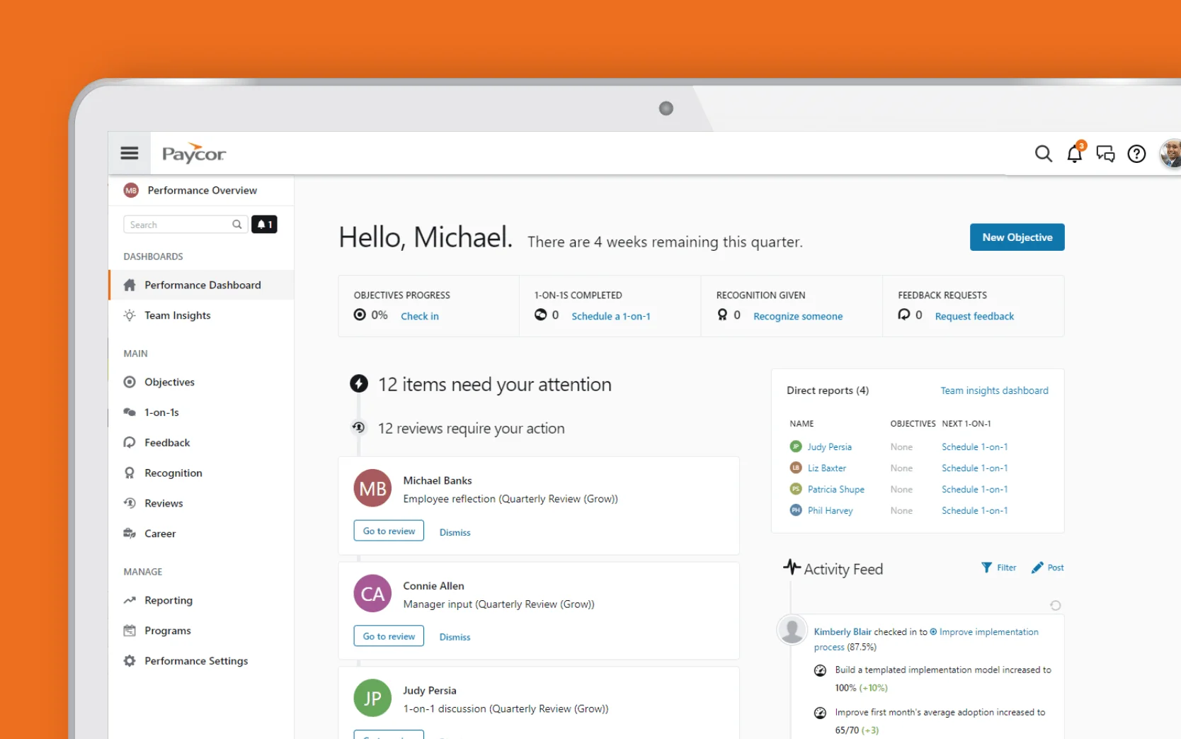 Paycor main dashboard