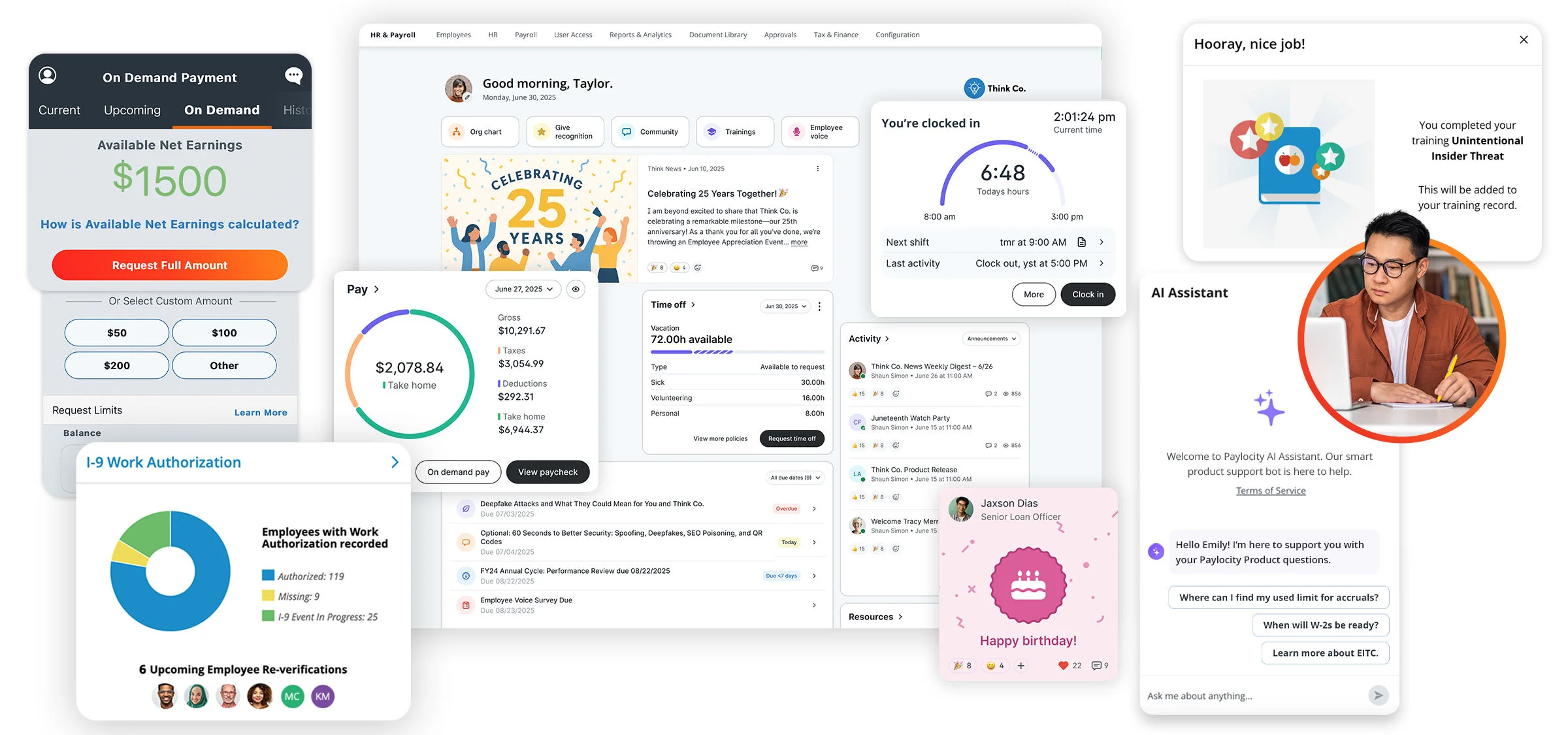 Paylocity main dashboard