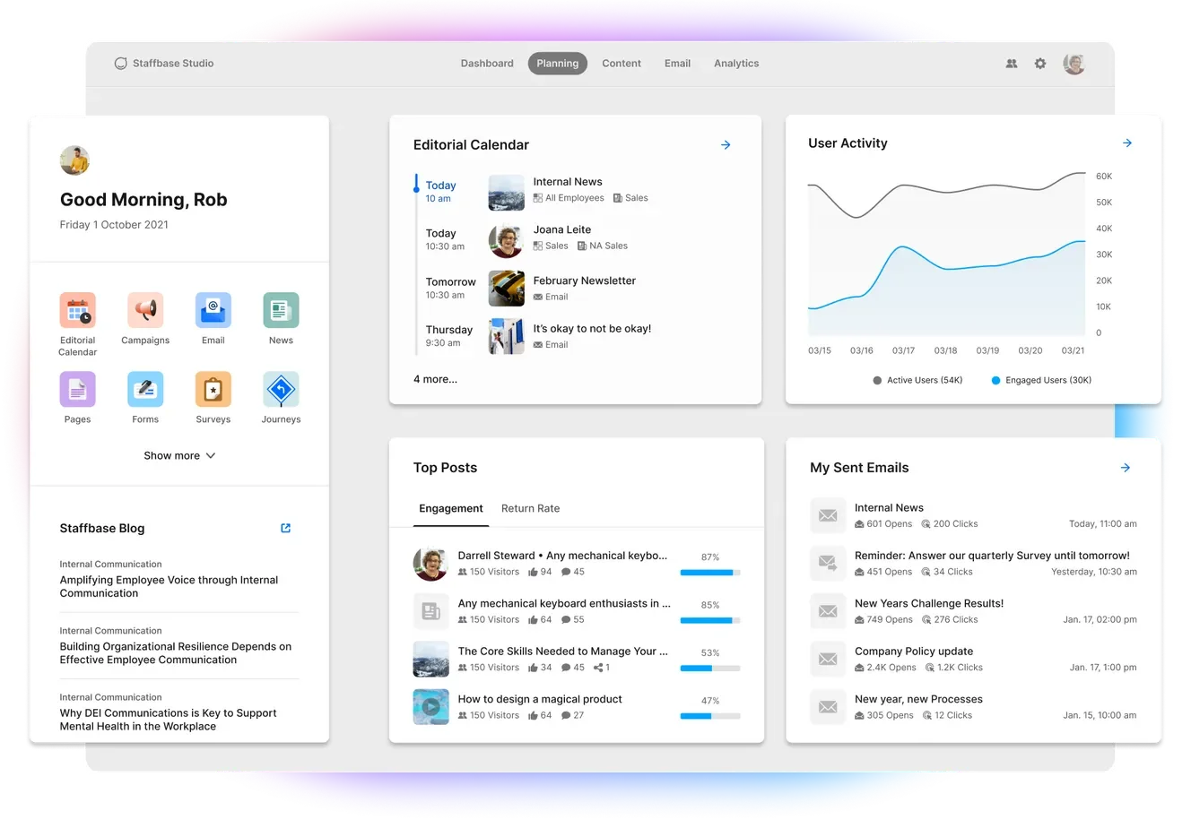 Staffbase main dashboard