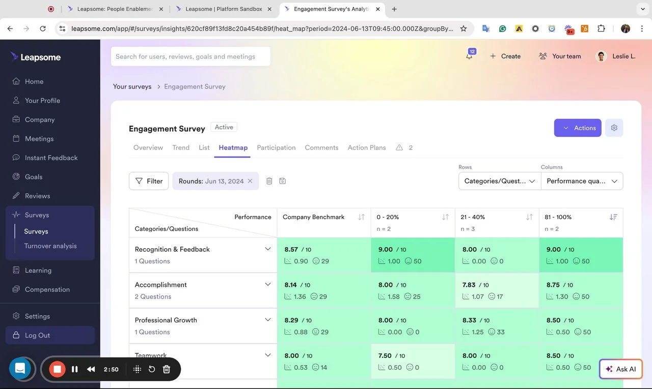 Leapsome platform overview