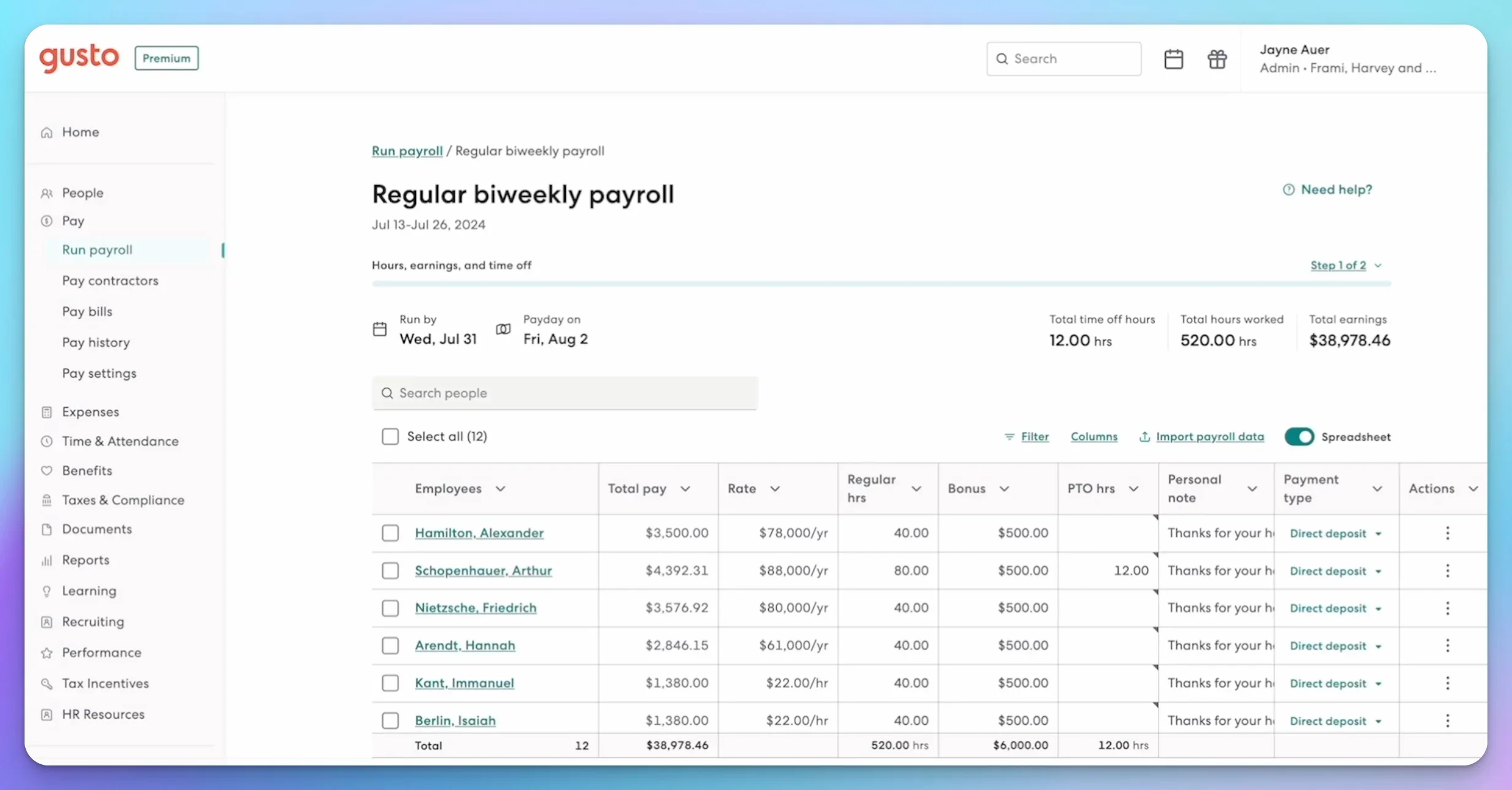 Gusto payroll