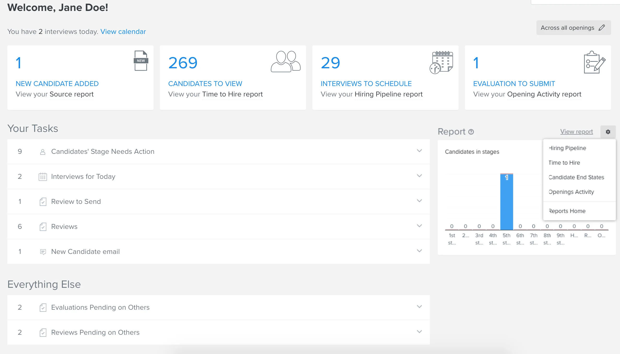 Trakstar main dashboard
