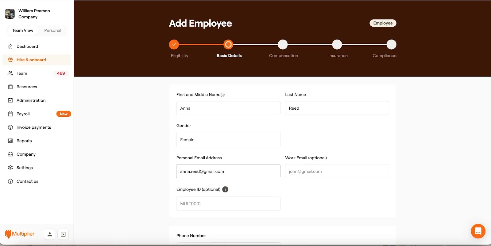 Multiplier main dashboard