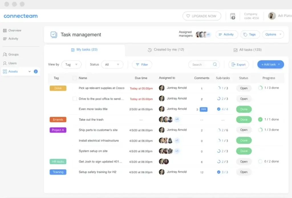 Connecteam main dashboard