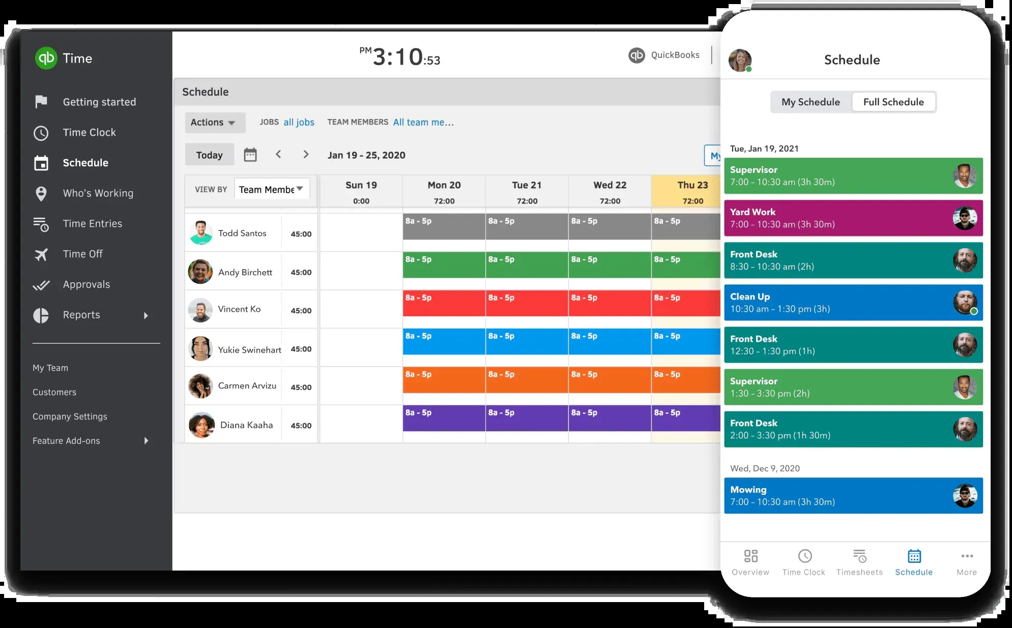 QuickBooks Time dashboard