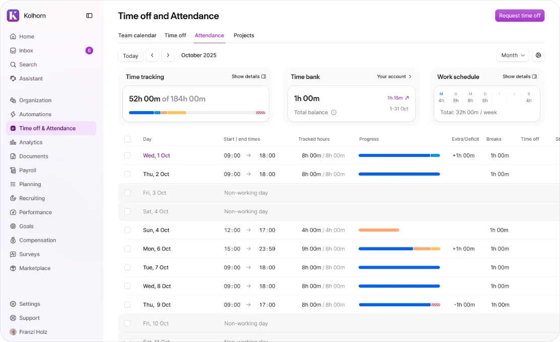 Personio attendance