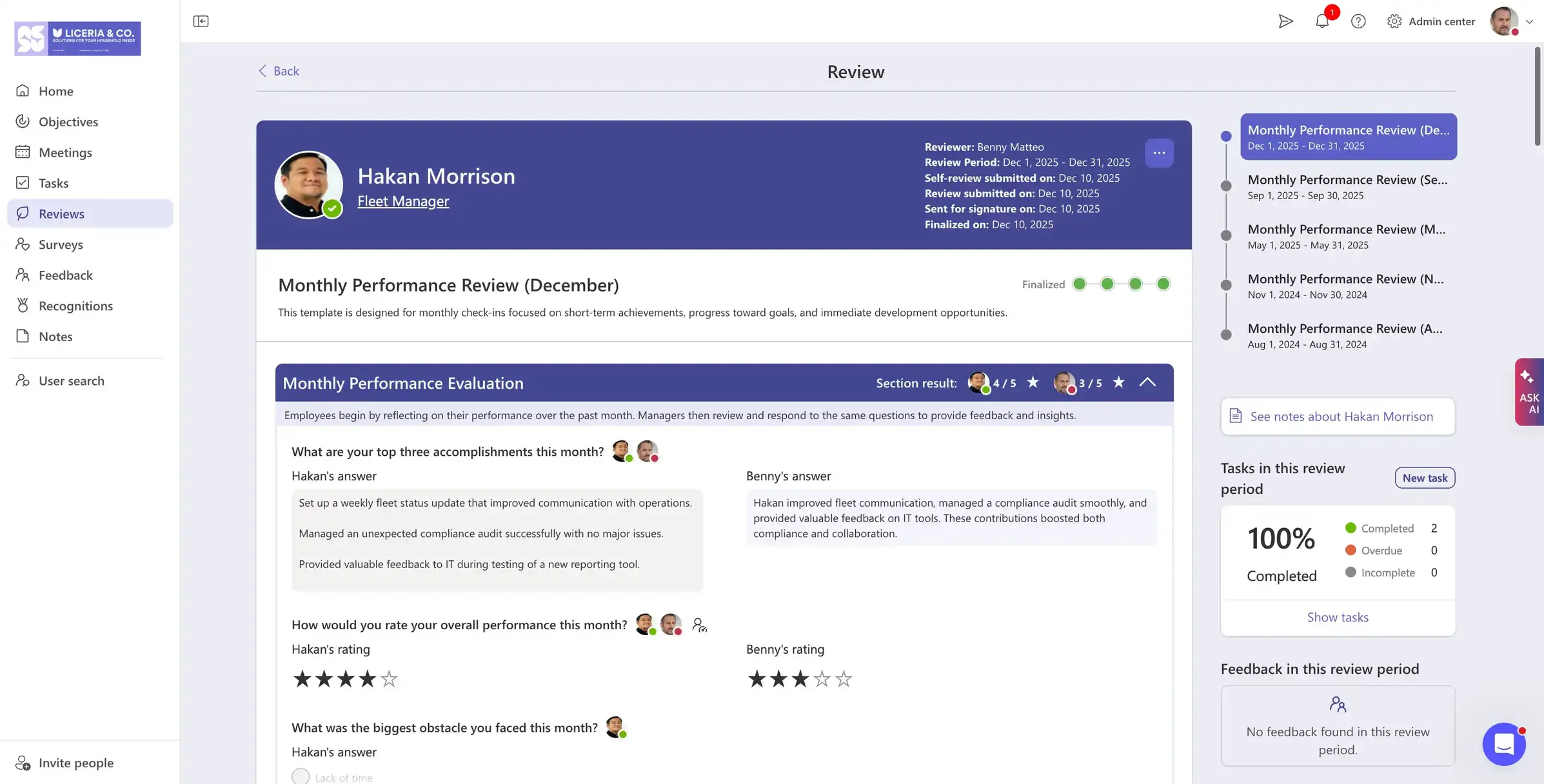 Teamflect performance review
