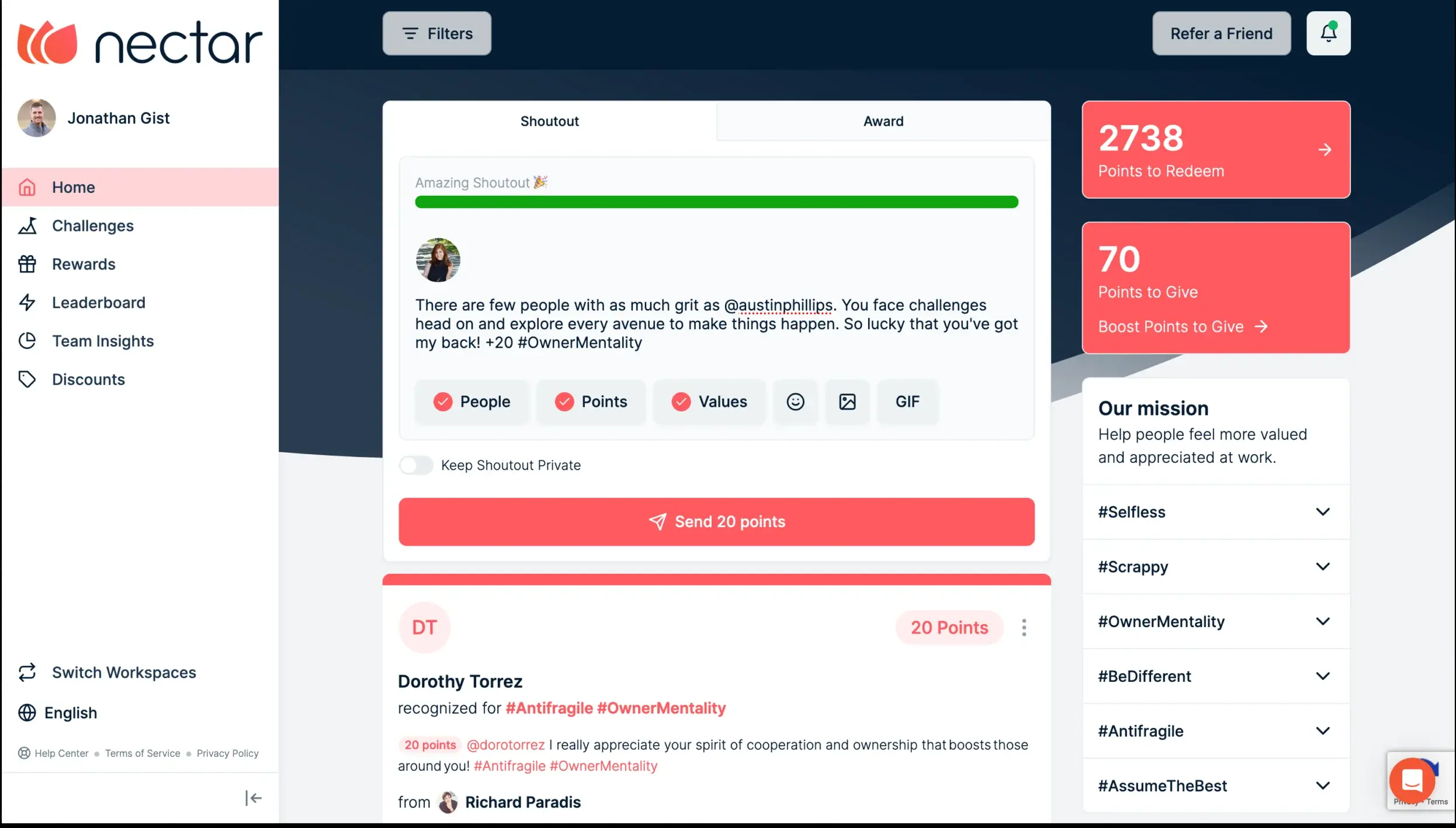 Nectar dashboard
