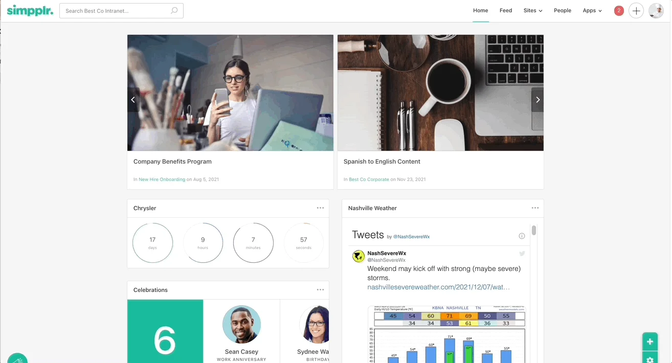 Simpplr dashboard