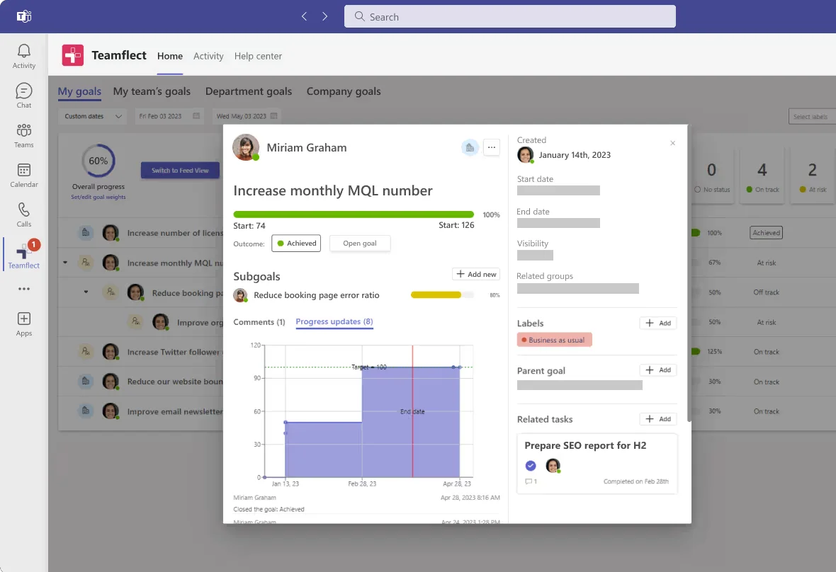 Teamflect main dashboard