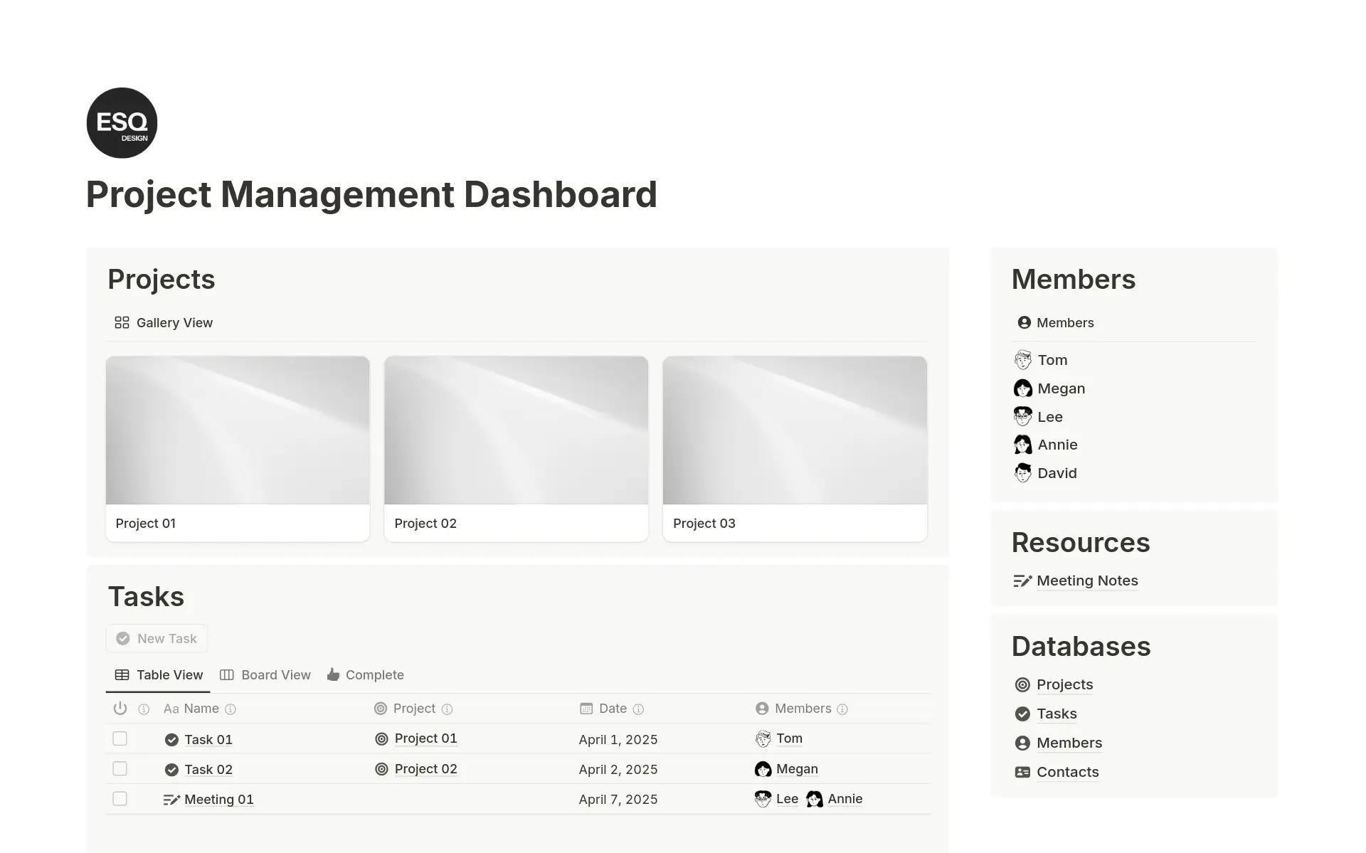 Notion main dashboard