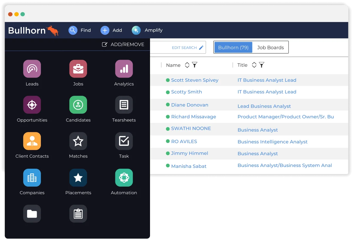 Bullhorn main dashboard
