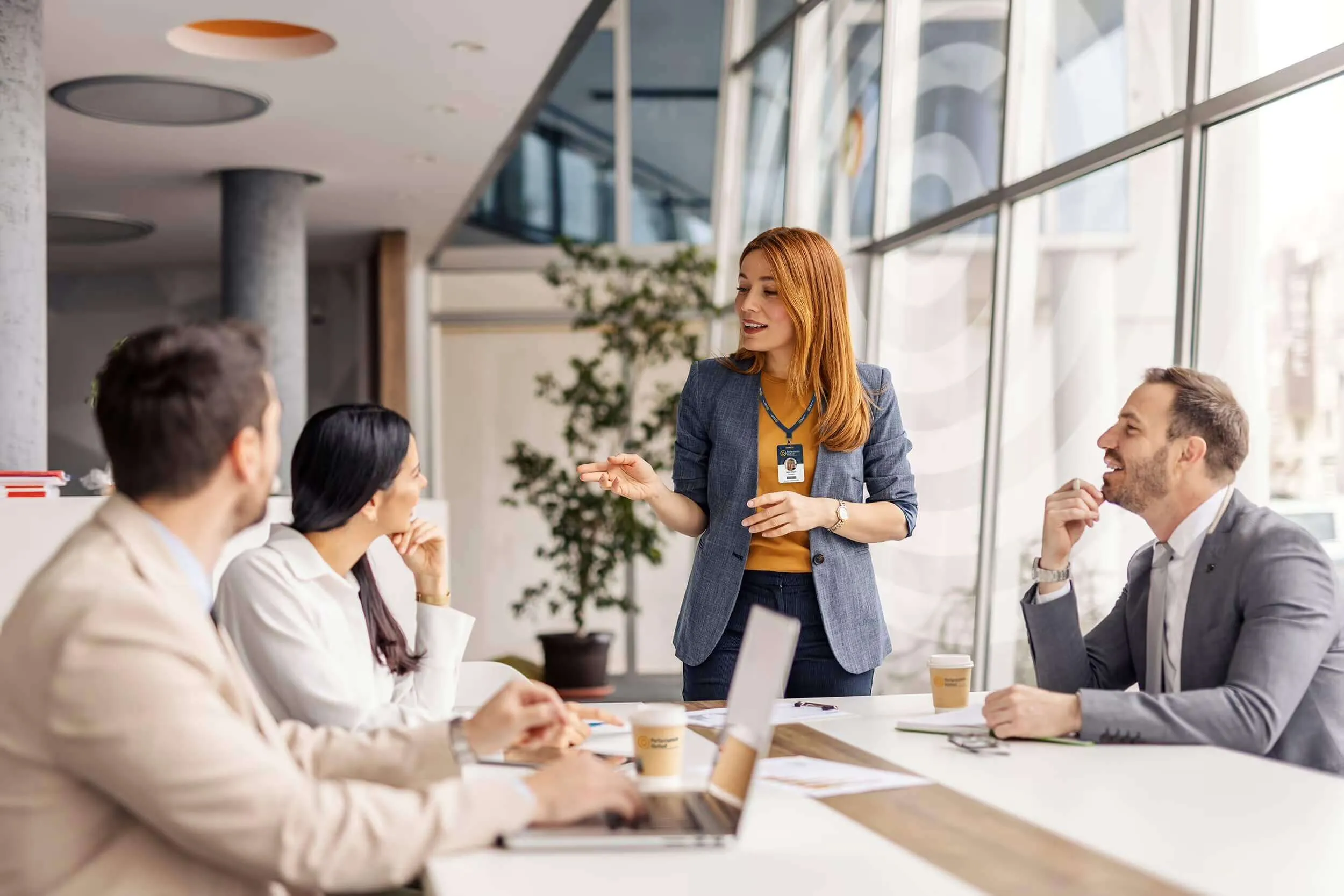 Business leaders collaborating on strategic planning with clarity and focus