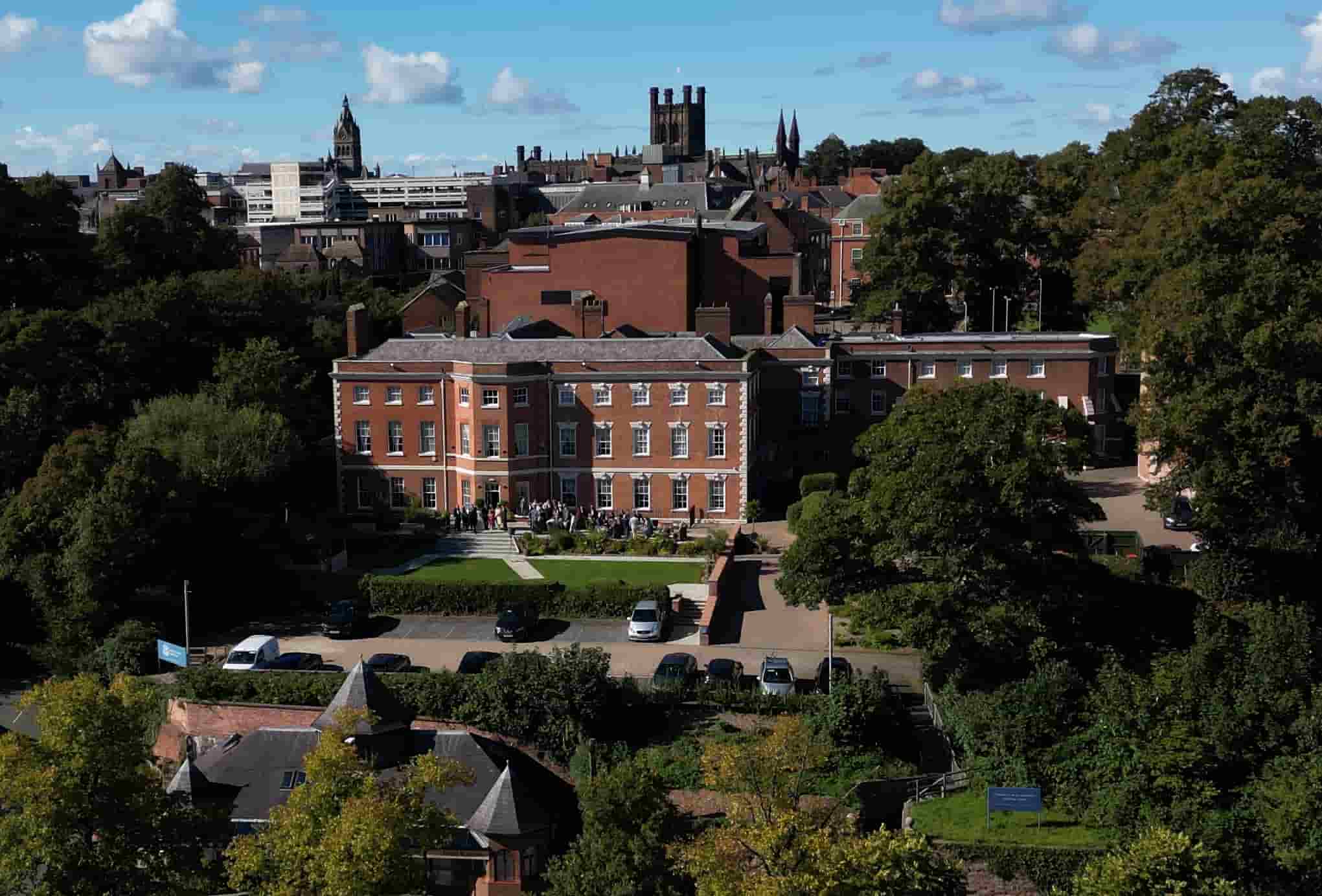 wedding at old palace chester drone photo