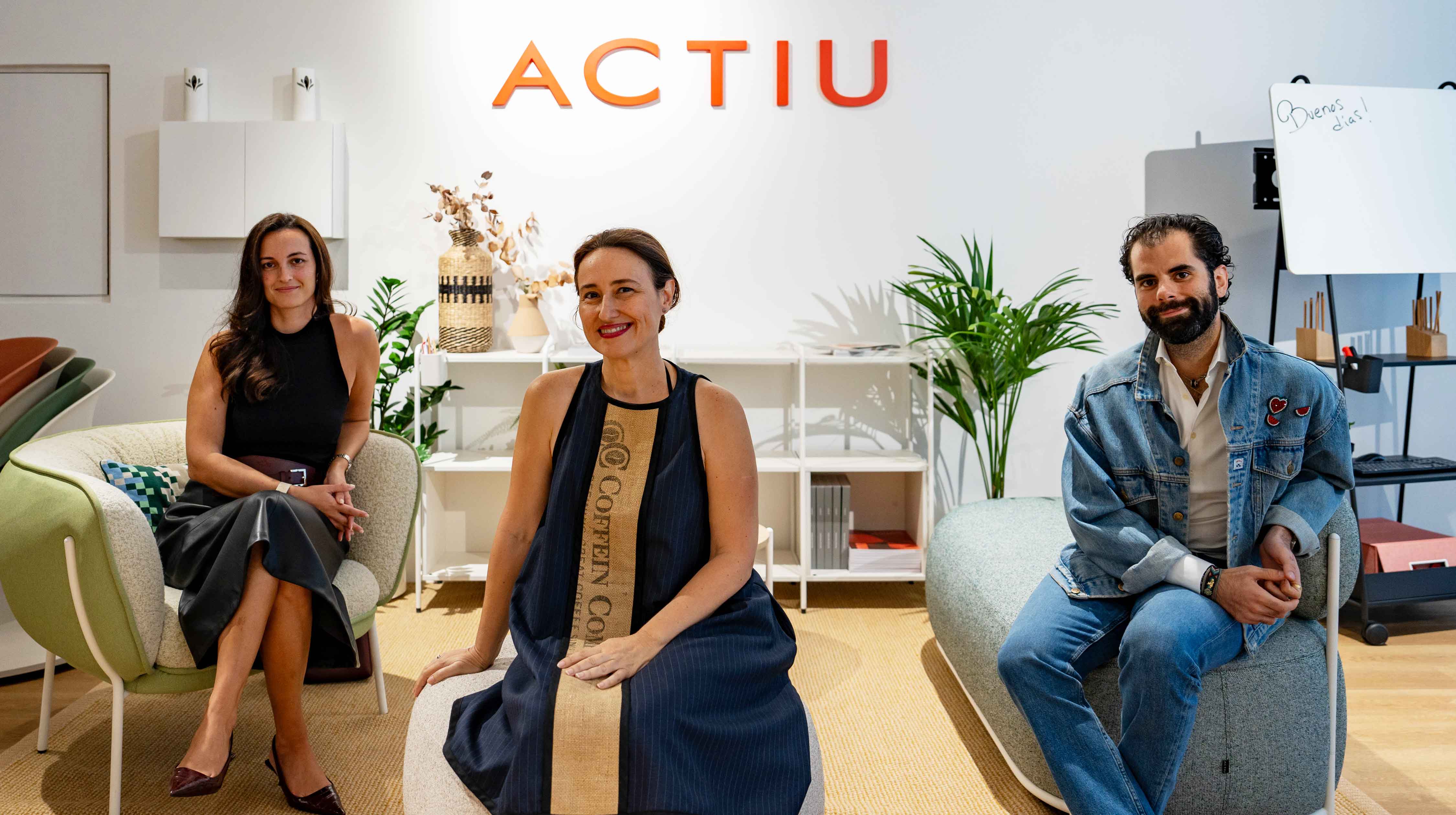 Three person setting together with a white background with 