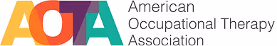 Colorful AOTA logo next to the text American Occupational Therapy Association.