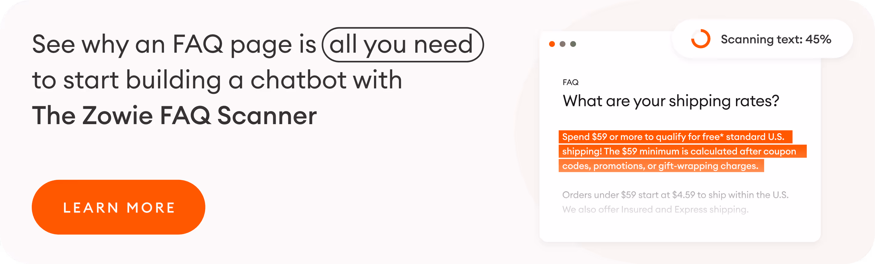 Use The Zowie FAQ Scanner to start building a chatbot with your FAQ page