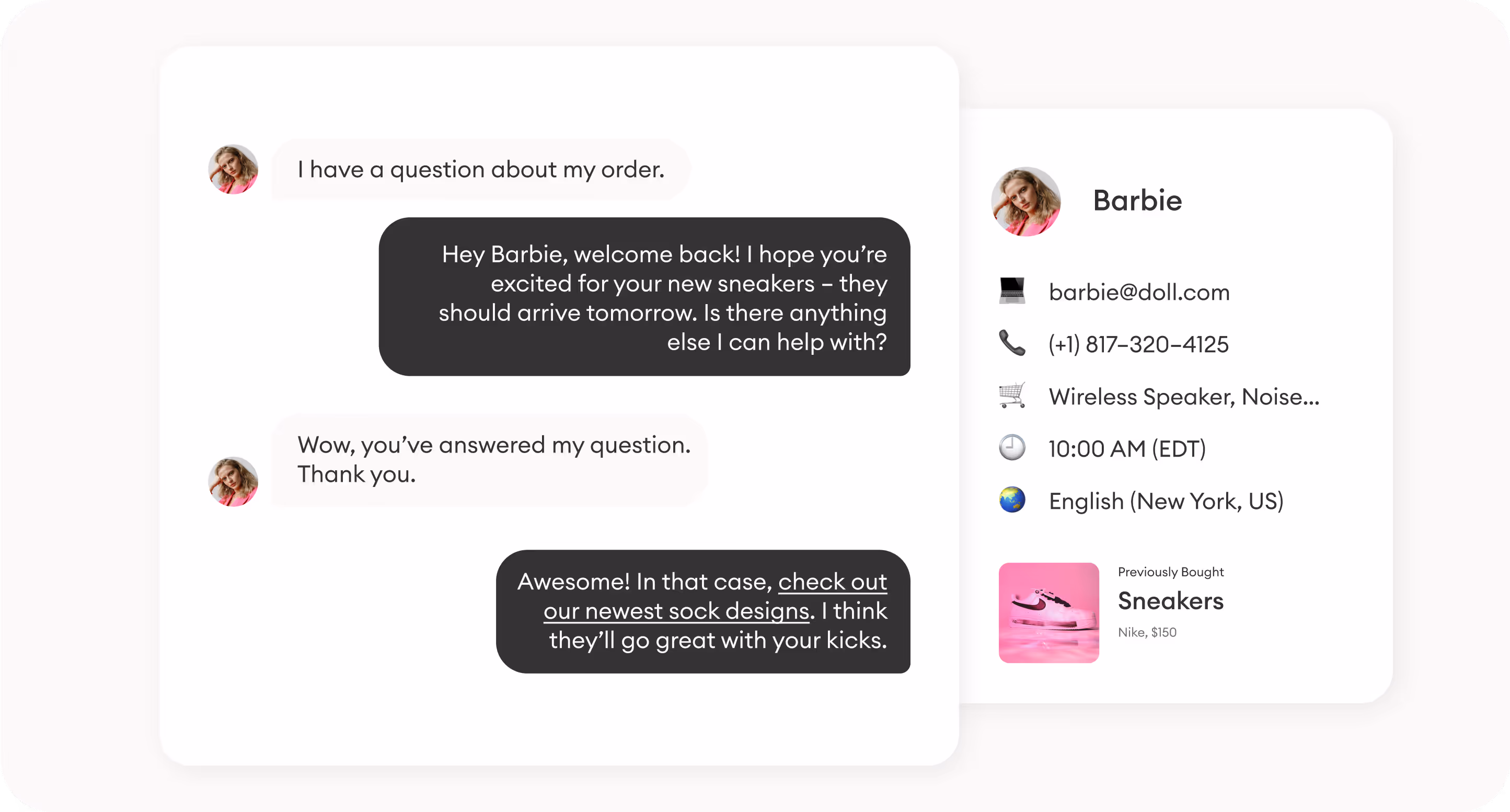 a personalized customer chat built with an AI chatbot