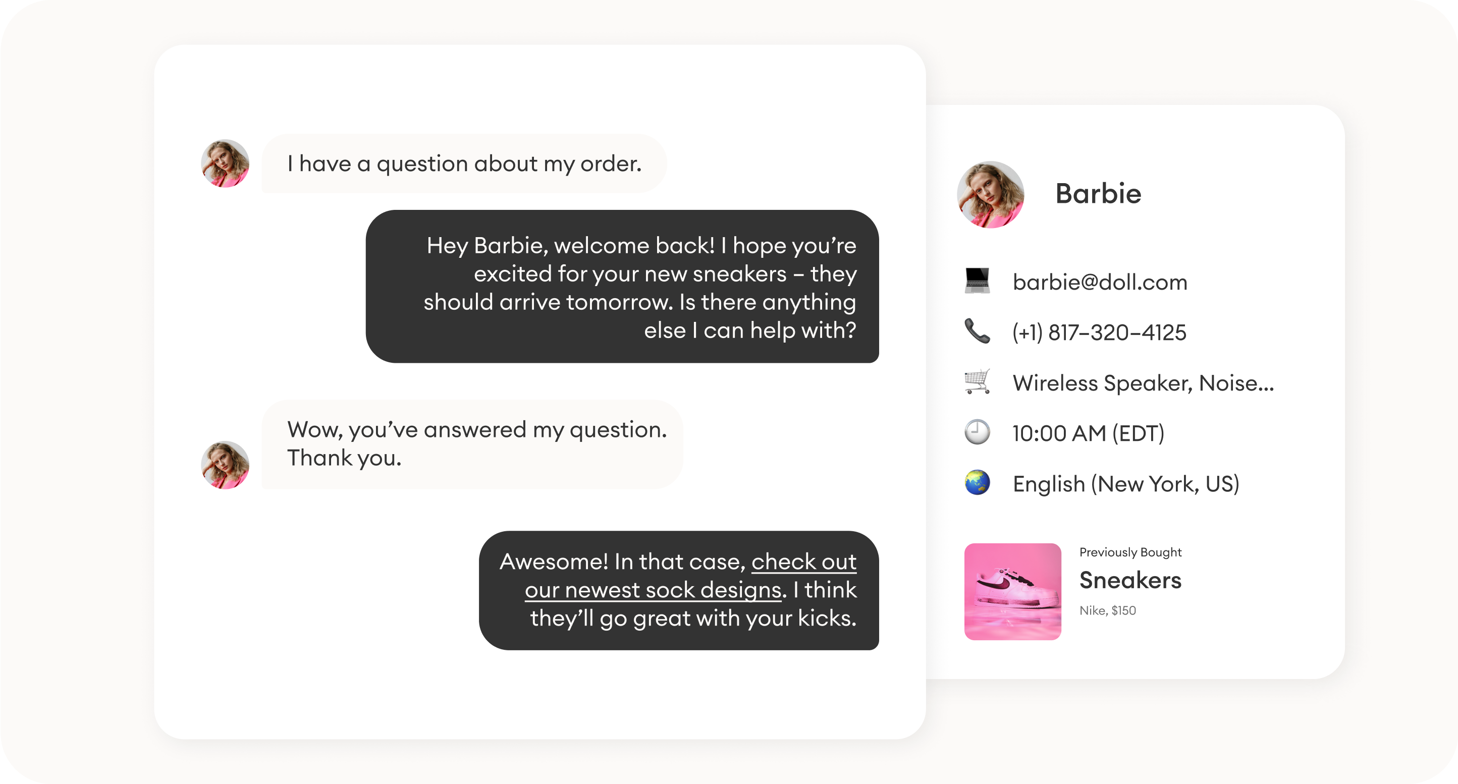 a personalized customer chat built with an AI chatbot