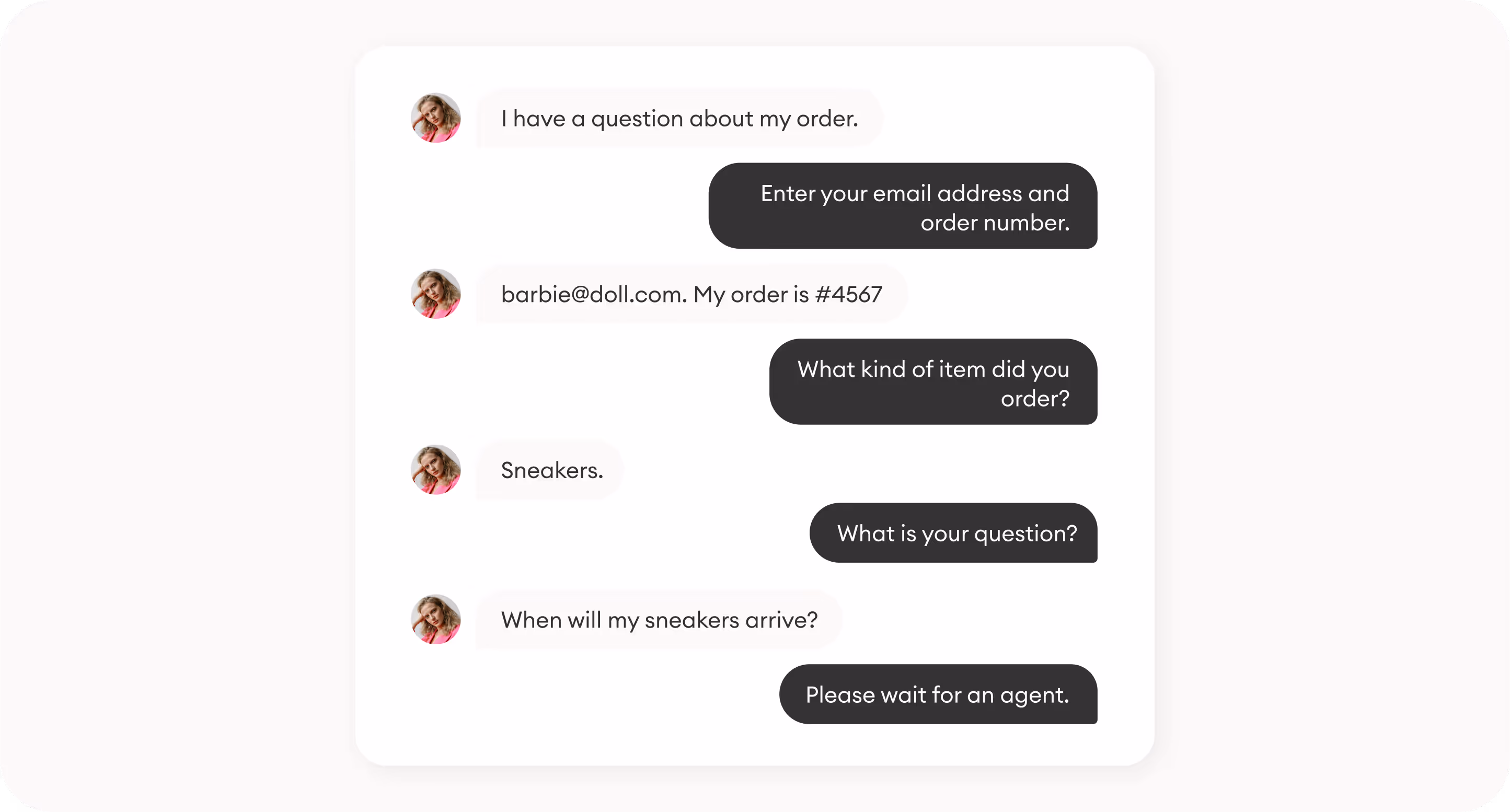 a standardized customer chat that lacks personalization