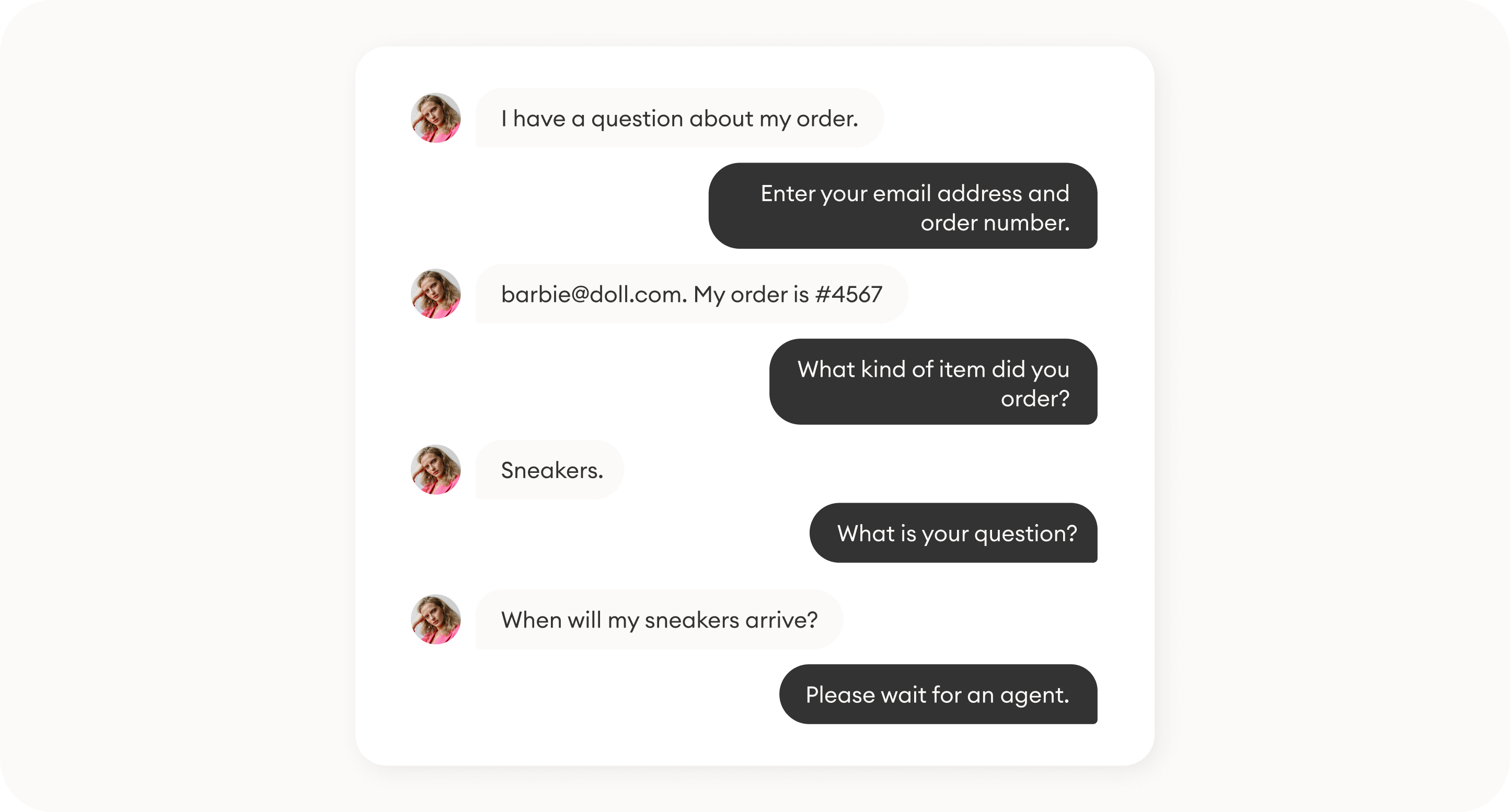 a standardized customer chat that lacks personalization