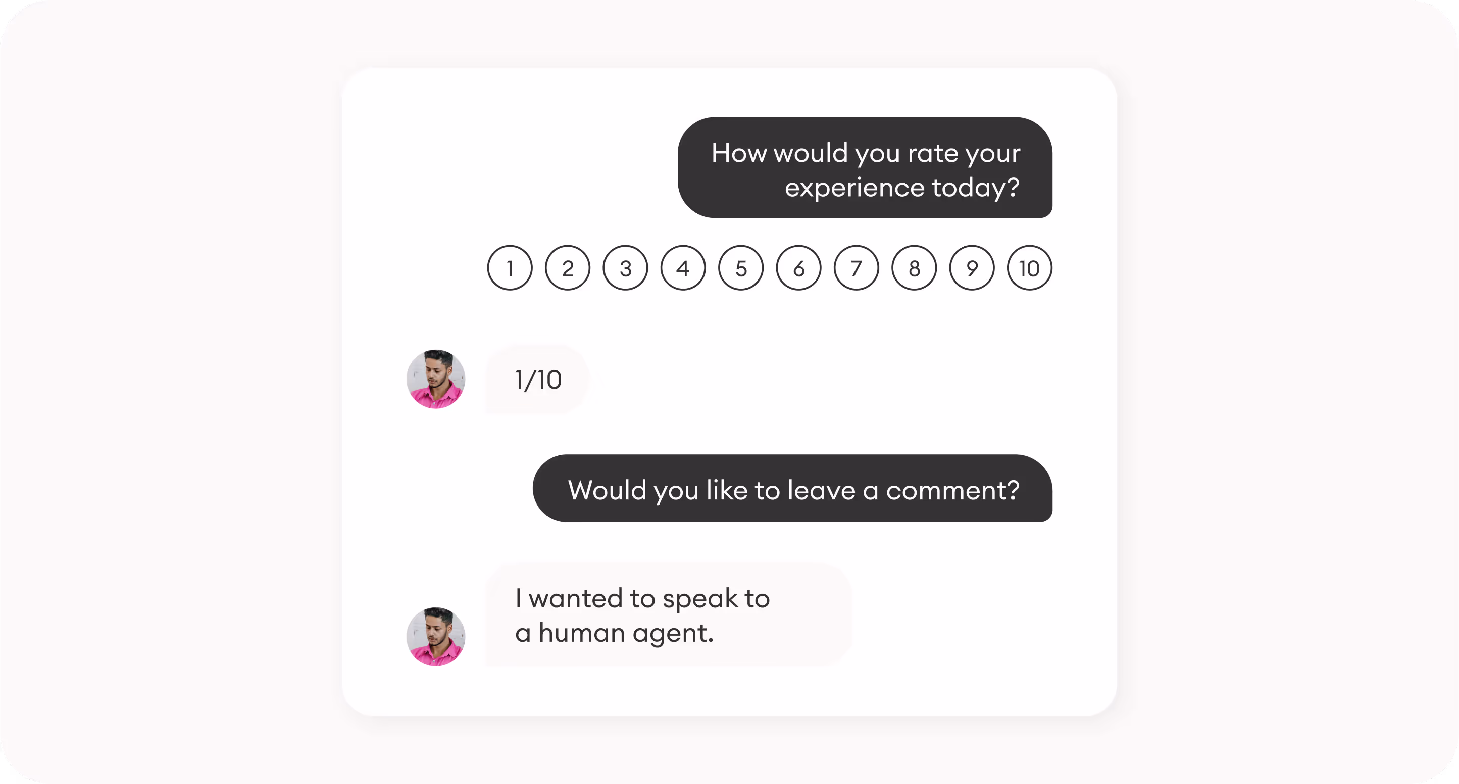 an AI chatbot collecting customer feedback