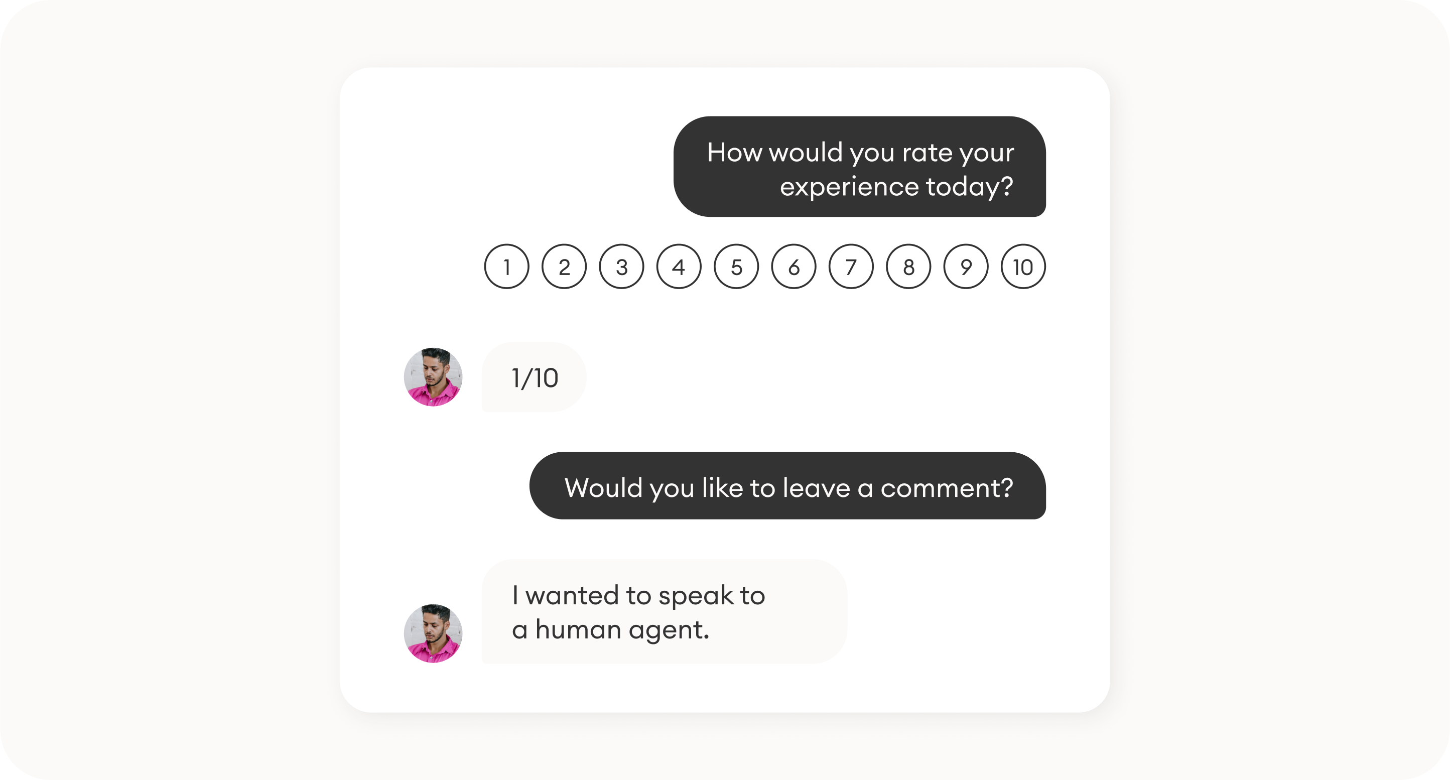 an AI chatbot collecting customer feedback