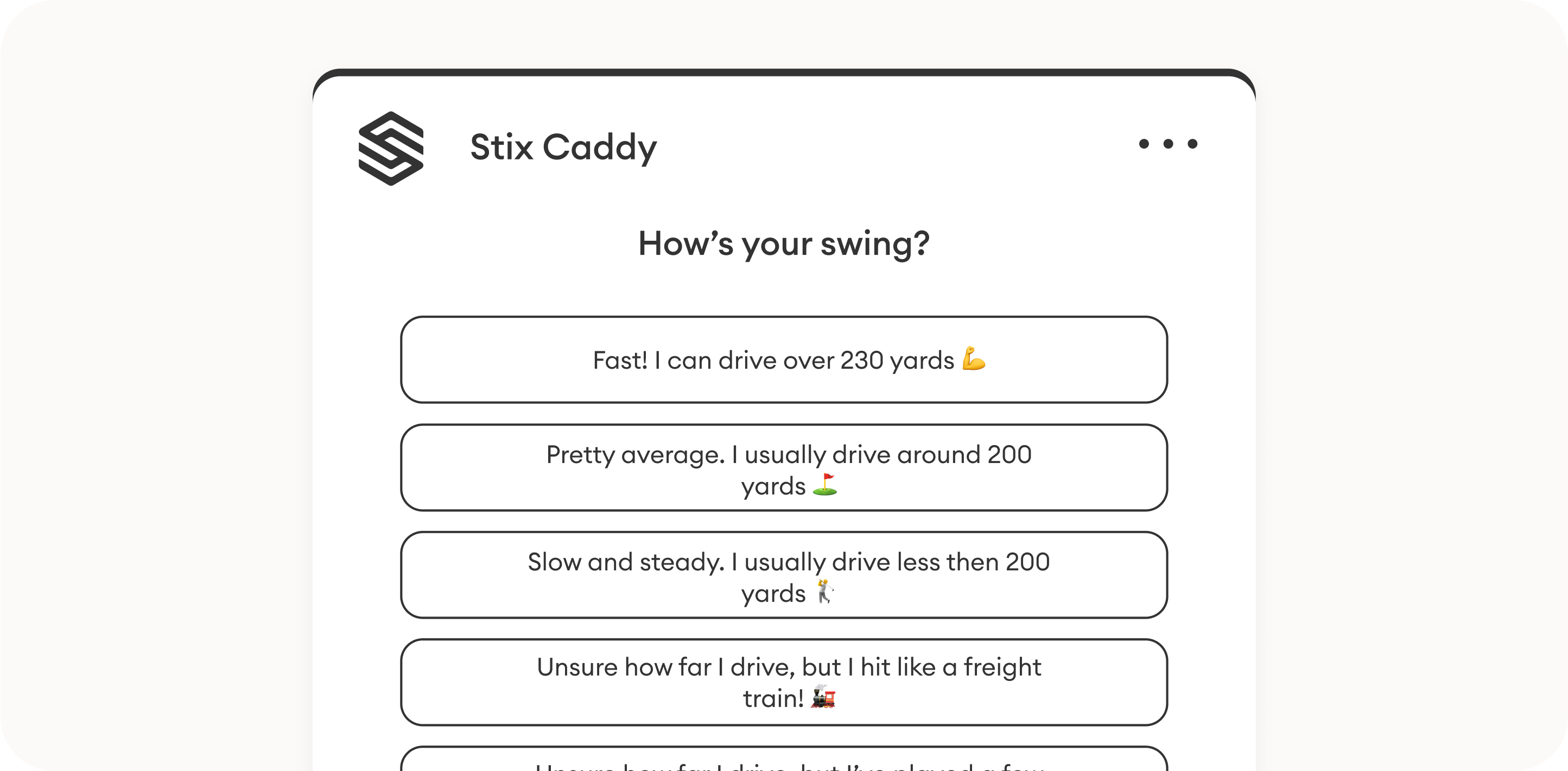 Messages from Stix Golf's chatbot