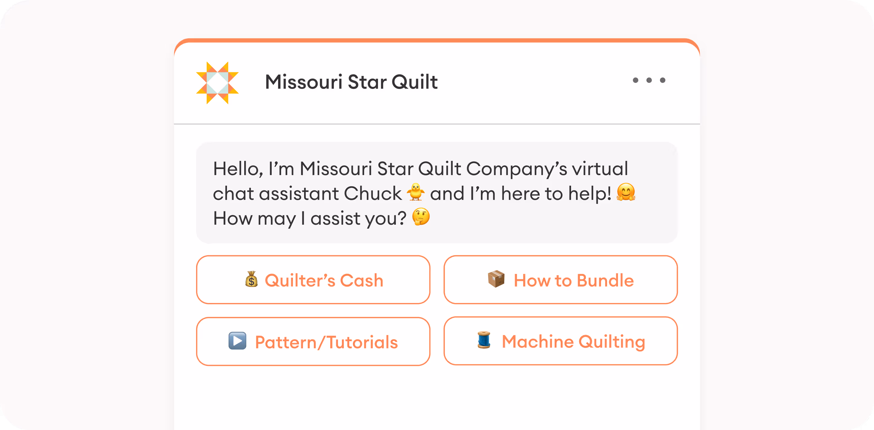 Missouri Star Quilt Co.'s virtual assistant, Chuck