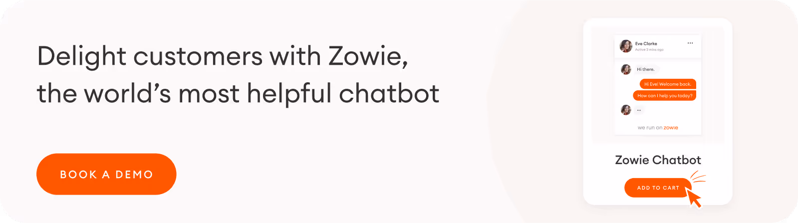 H1: Delight customers with Zowie, the world’s most helpful chatbot | CTA: Book a demo 
