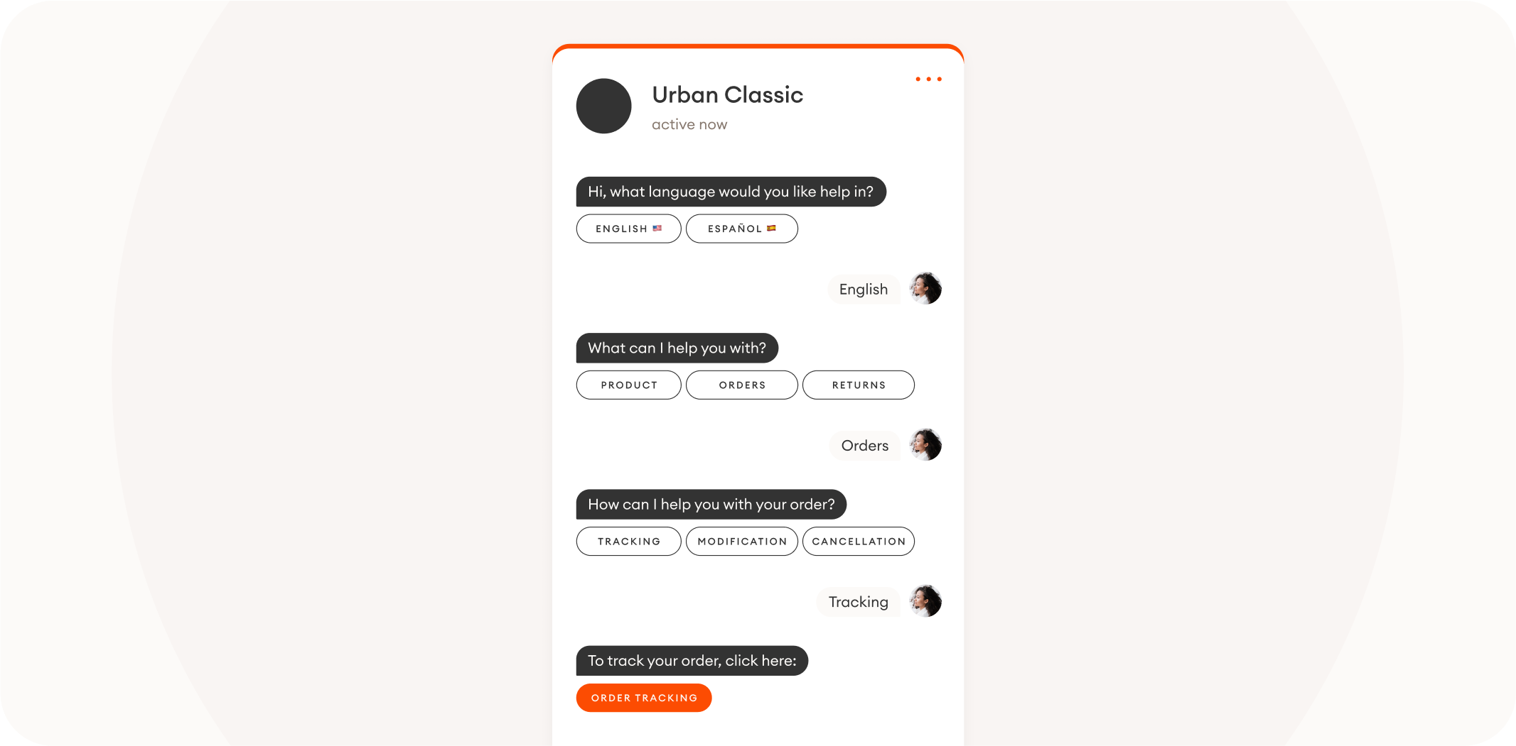 a conversation with a menu-based chatbot