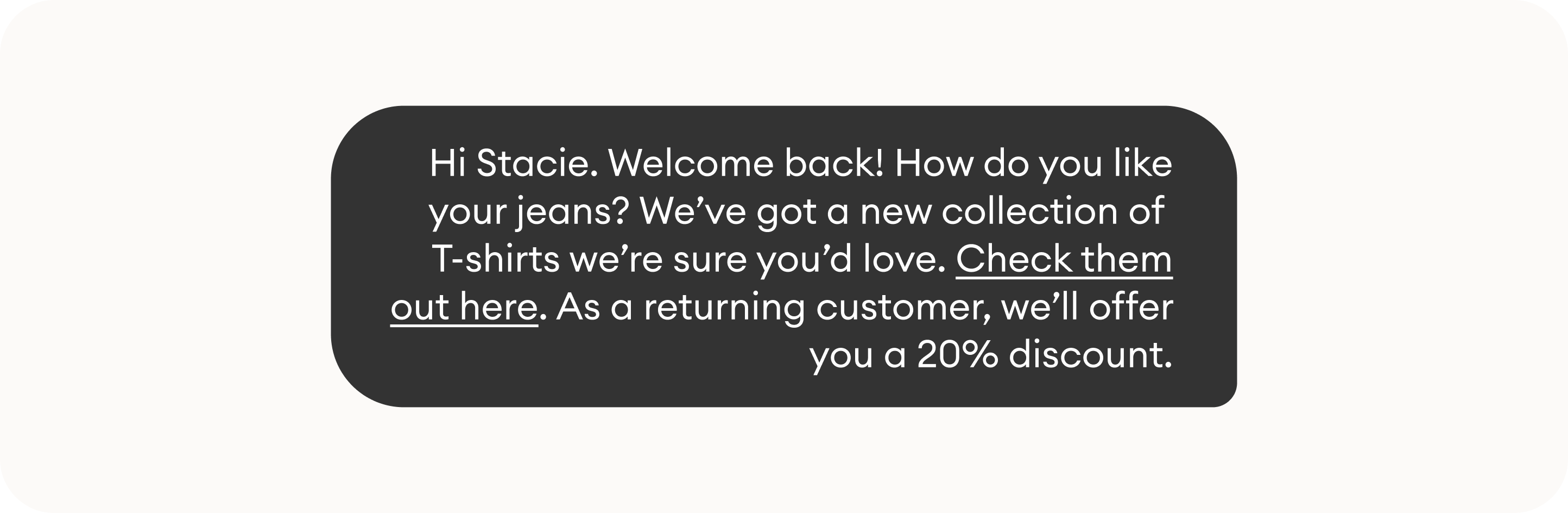 a personalized product recommendation with an exclusive discount